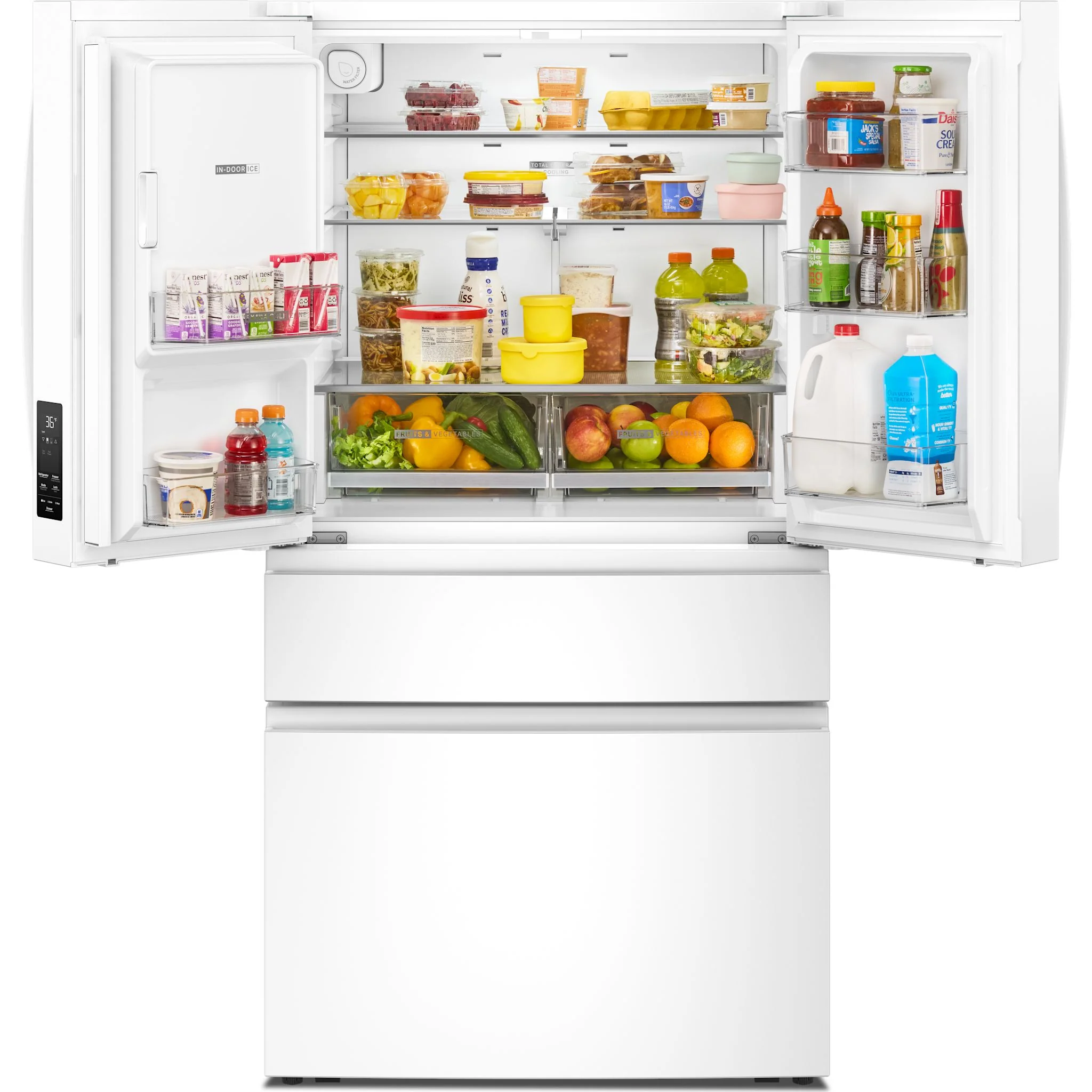 Whirlpool 29 Cu. Ft. Family-Sized Capacity French door refrigerator with Flexible Temperature Drawer - White (WRMF3636SW) - Image 8
