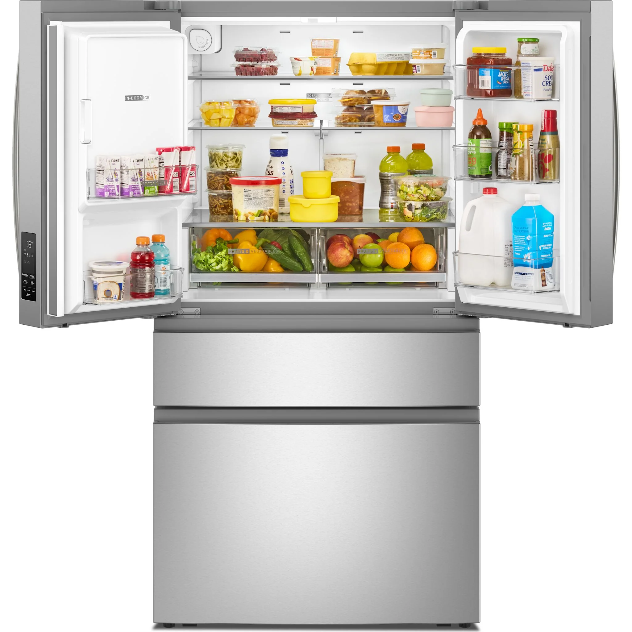 Whirlpool 29 Cu. Ft. French Door Refrigerator with Flexible Temperature Drawer - Fingerprint Resistant Stainless Steel (WRMF3636SZ) - Image 6