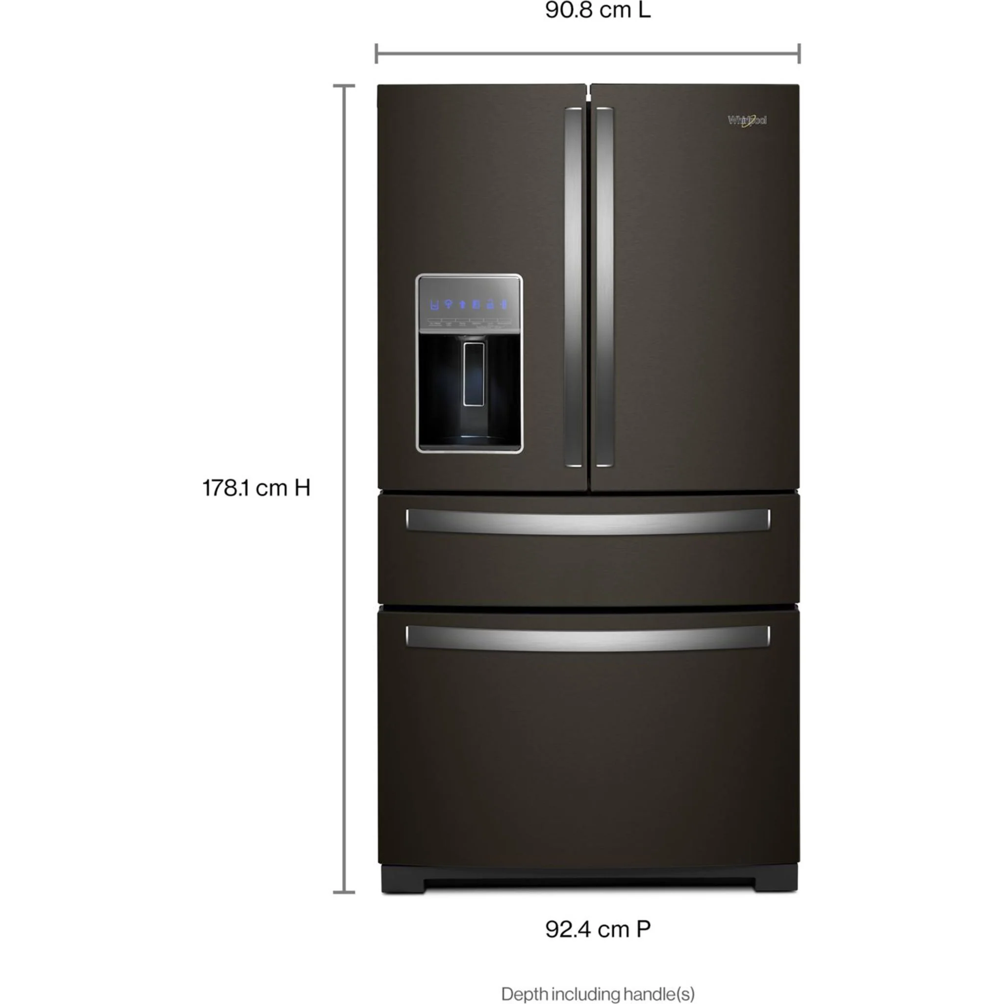 Whirlpool 36-inch Wide 4 Door Refrigerator with Prep and Store Bins - 26 Cu. Ft. -Black Stainless Finish (WRMF7736PV) - Image 6