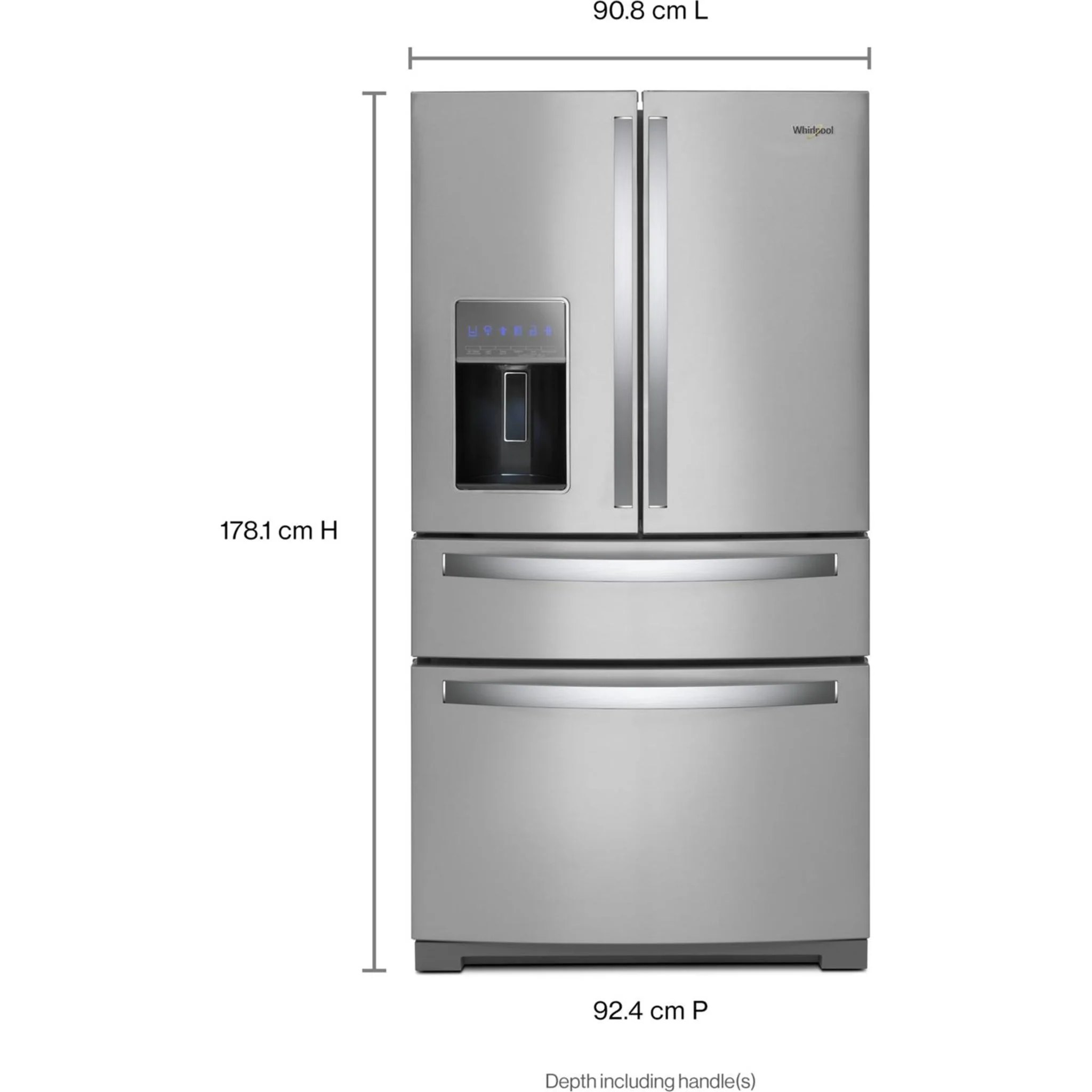 Whirlpool 36-inch Wide 4 Door Refrigerator with Prep and Store Bins - 26 Cu. Ft. -Fingerprint Resistant Stainless Steel (WRMF7736PZ) - Image 2