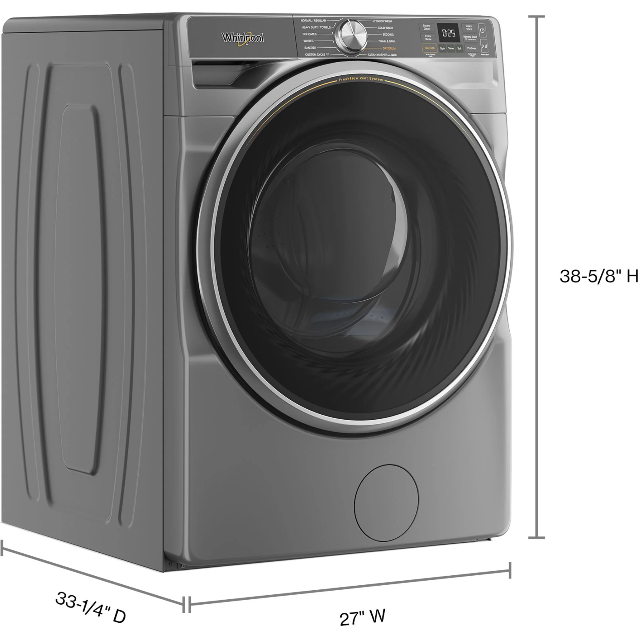 Whirlpool 5.8 cu. ft. Smart Front Load ENERGY STAR Certified Washer with FreshFlowVent System and AI Intelligent Wash -Radiant Silver (WFW6720RR) - Image 4