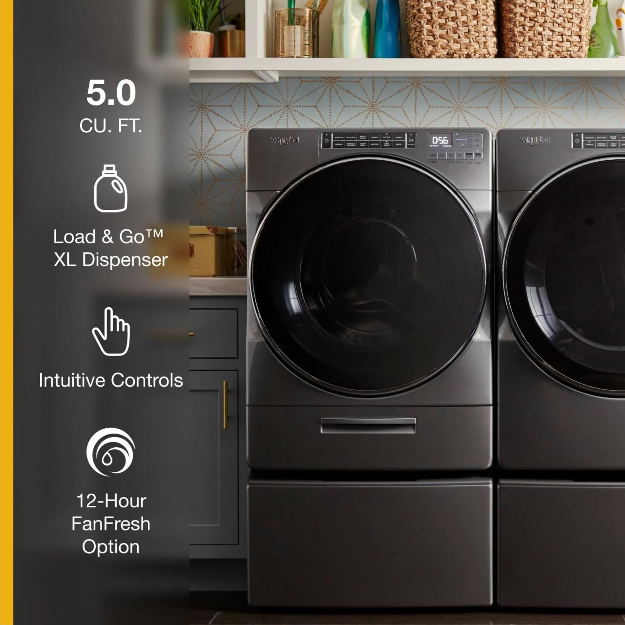 Whirlpool 5.8 cu. ft. I.E.C. Front Load Washer with Load & GoXL Dispenser -Chrome Shadow (WFW8620HC) - Image 27