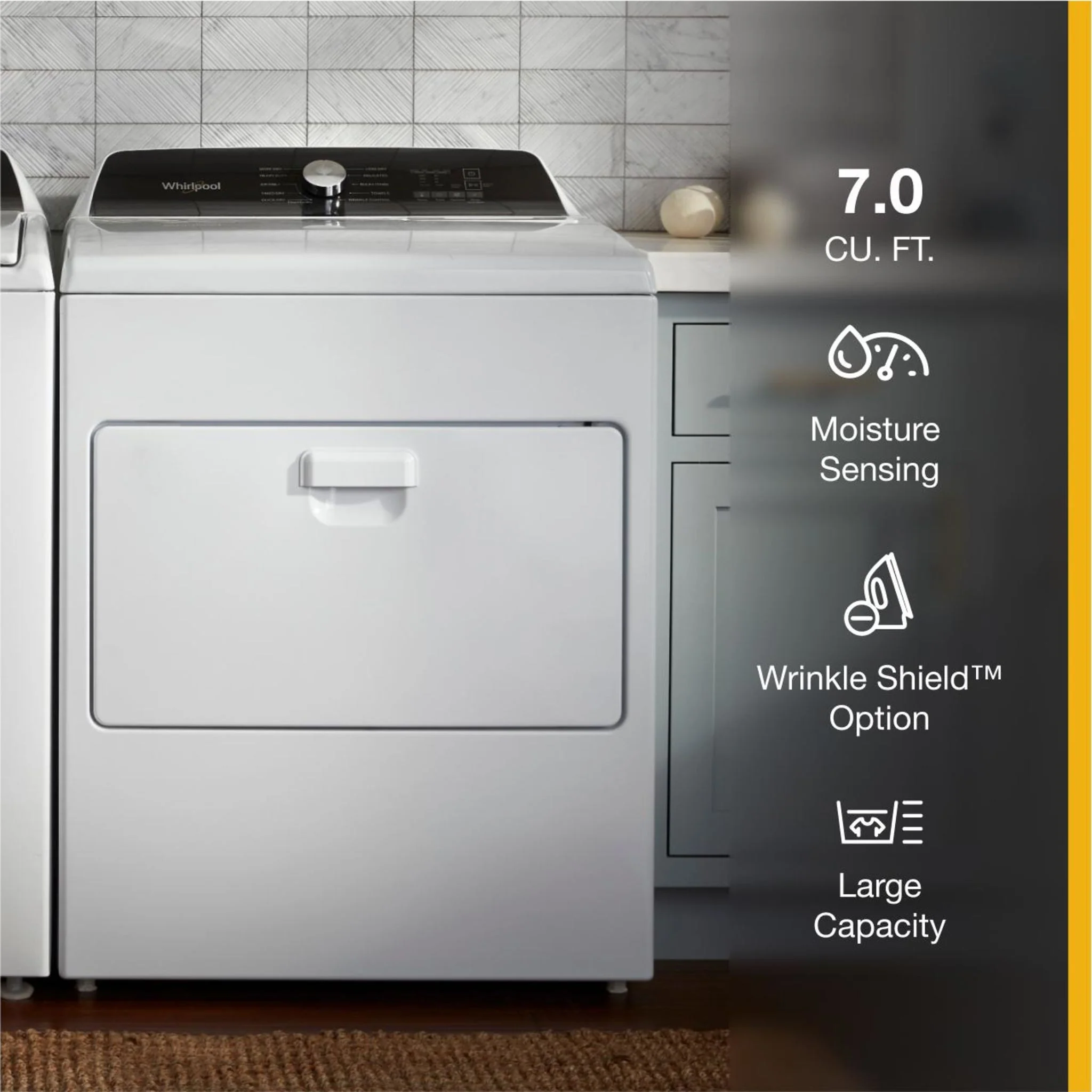 Whirlpool 7.0 Cu. Ft. Top Load Gas Moisture Sensing Dryer -White (WGD5010LW) - Image 17