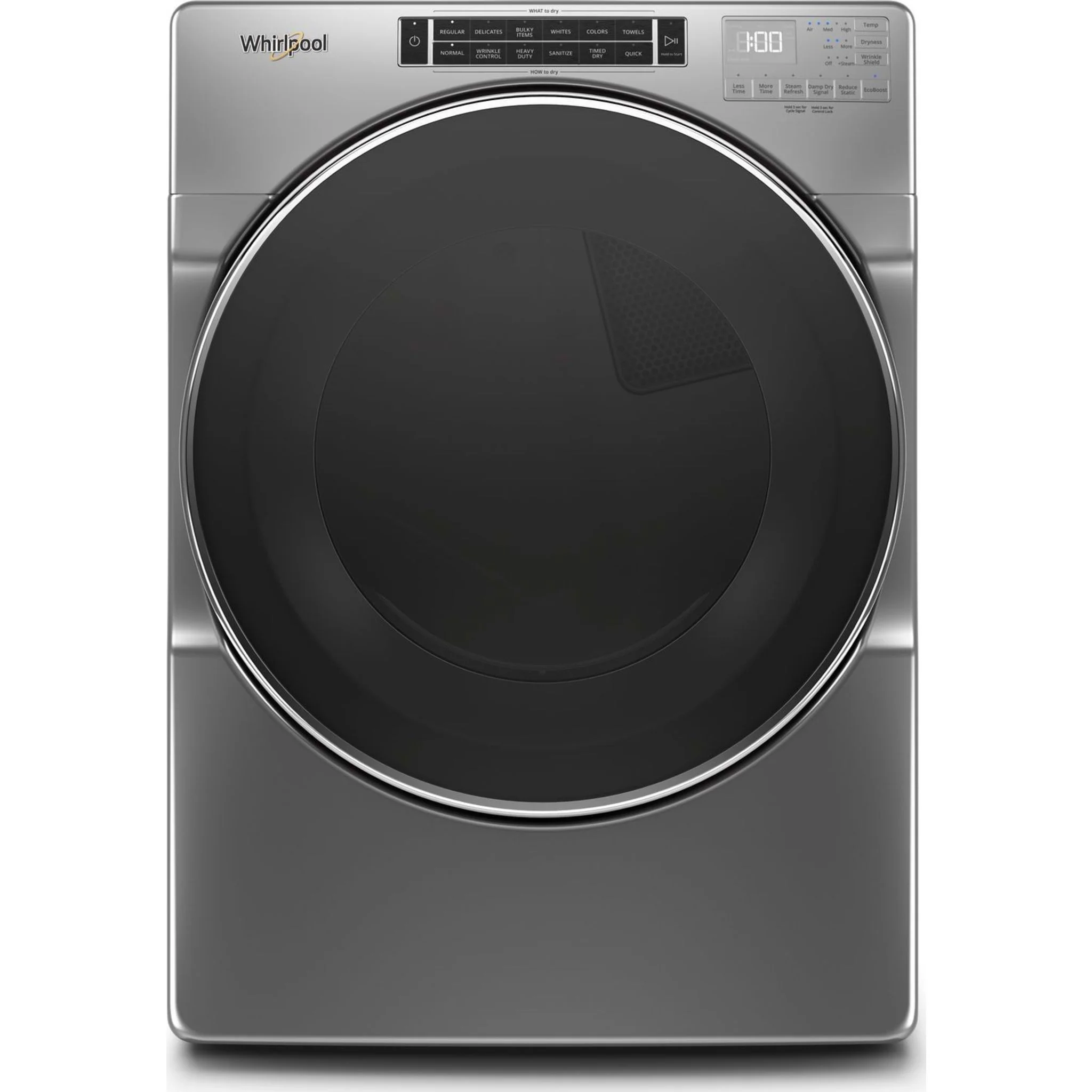 Whirlpool 7.4 cu. ft. Front Load Gas Dryer with Steam Cycles -Chrome Shadow (WGD8620HC)