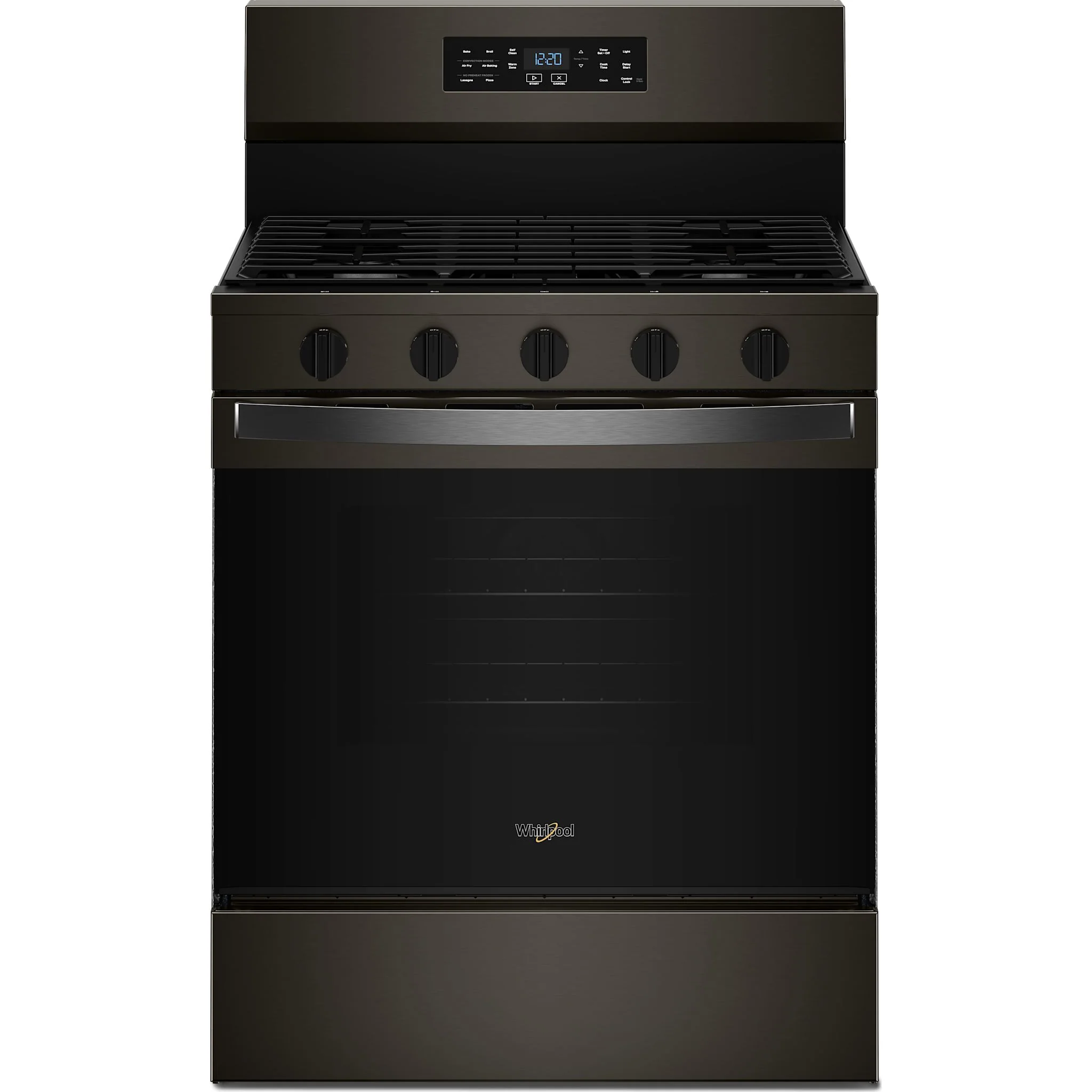 Whirlpool 30-inch Gas Range with Air Cooking Technology - Black-on-Stainless (WFGS5730SV)