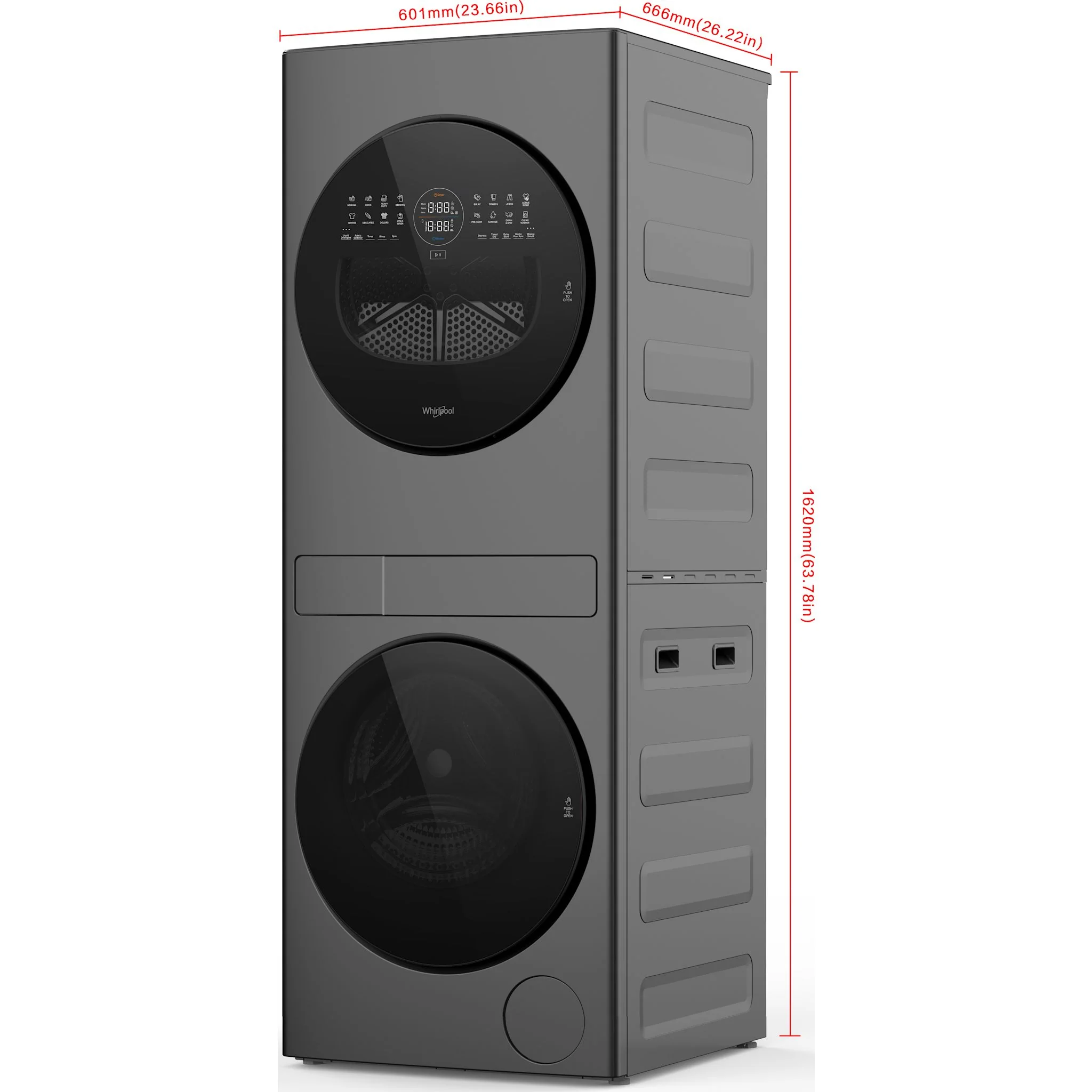 Whirlpool 24-in Compact ENERGY STAR Ventless Heat Pump Laundry Tower, 3.2 cu. ft. Washer & 4.3 cu. ft. Electric Dryer - Titanium Metallic (YWFH5424SJ) - Image 3