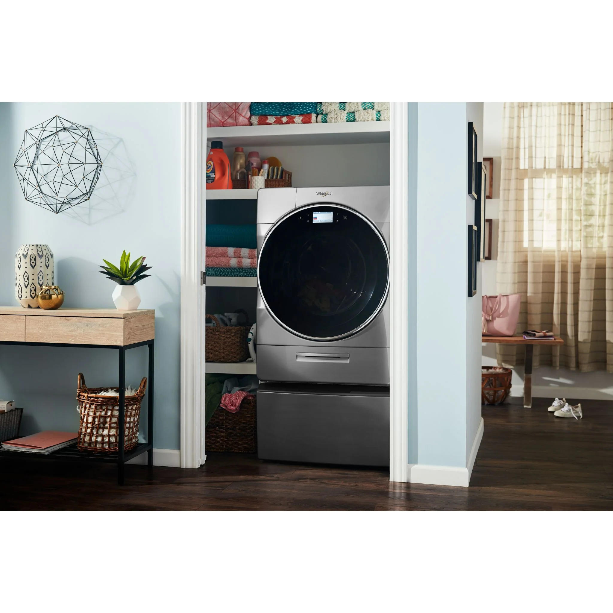 Whirlpool 15.5" (39.4 cm) Pedestal for Front Load Washer and Dryer with Storage -Chrome Shadow (WFP2715HC) - Image 4
