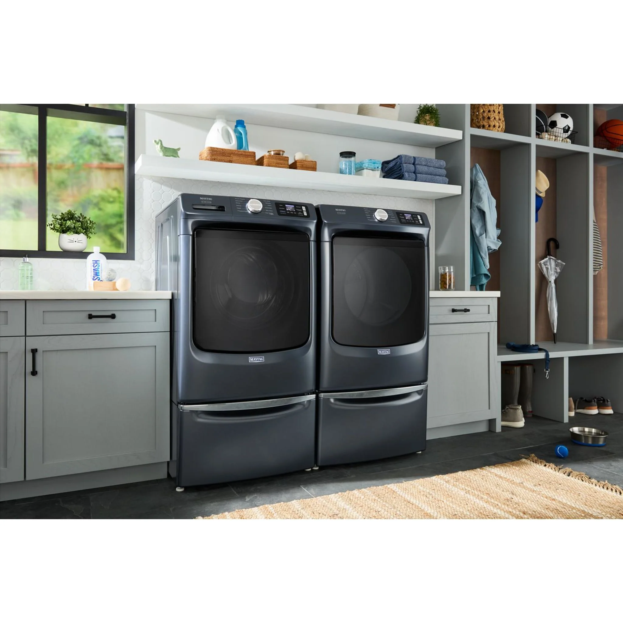Whirlpool 15.5" (39.4 cm) Pedestal for Front Load Washer and Dryer with Storage -Midnight Steel (XHPC155RF) - Image 46