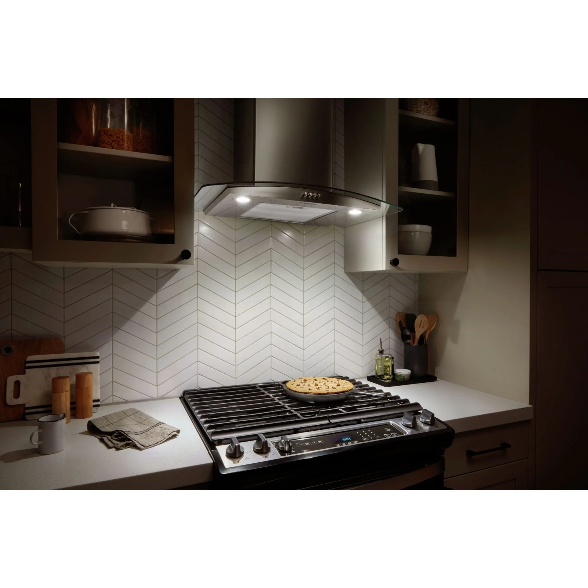 Whirlpool 30" Curved Glass Wall Mount Range Hood -Stainless Steel (WVW51UC0LS) - Image 3