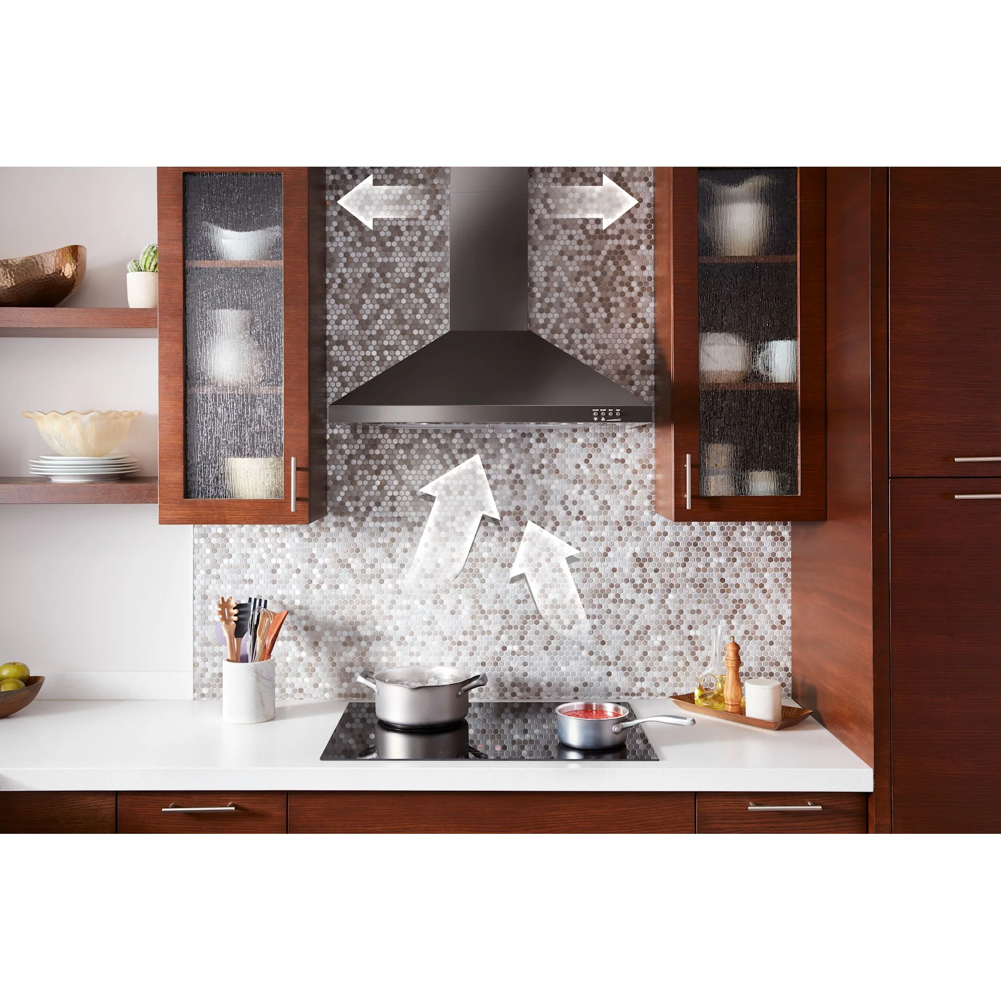 Whirlpool 36" Contemporary Black  Stainless Wall Mount Range Hood -Black Stainless (WVW53UC6HV) - Image 6