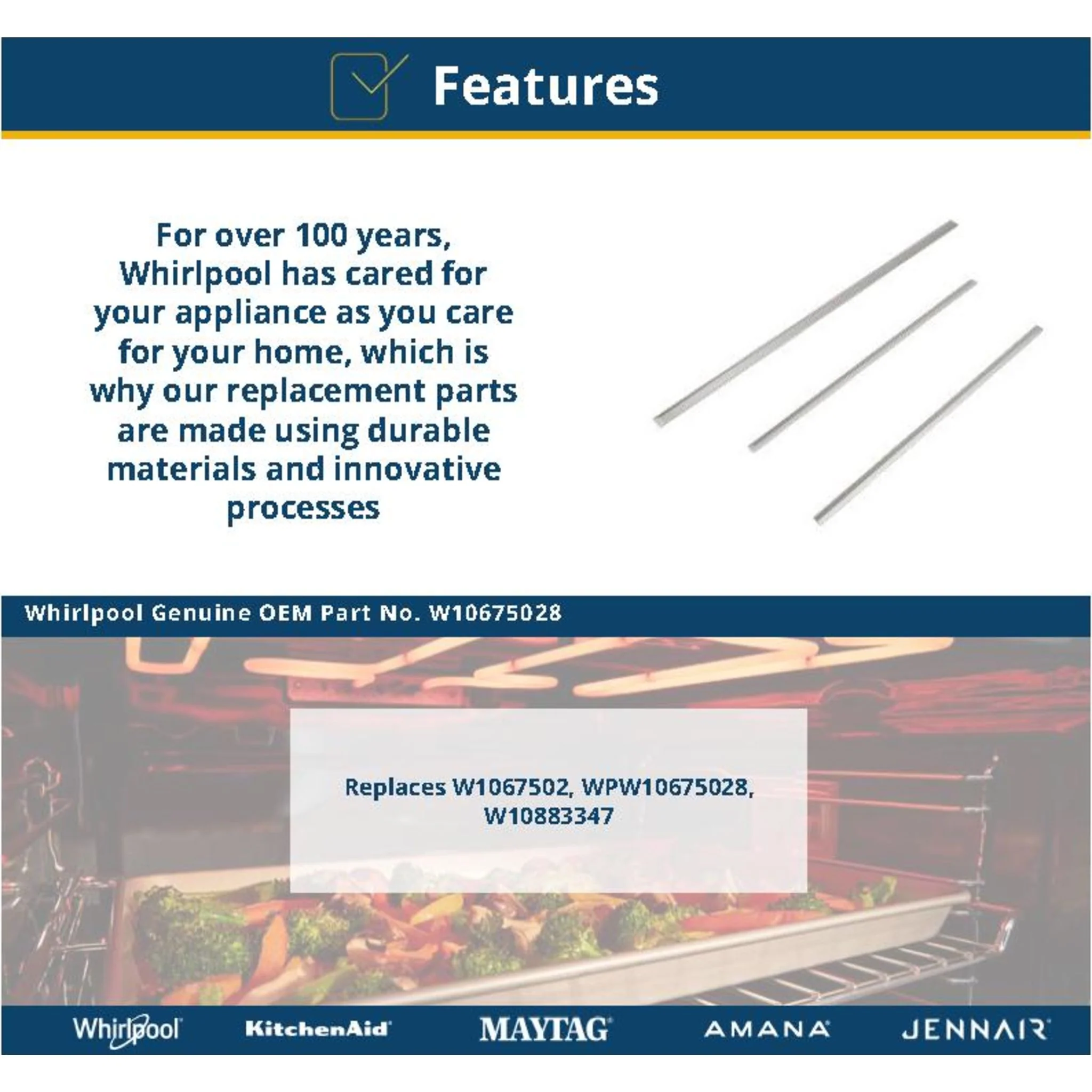 Whirlpool Range Trim Kit, Stainless - VSI -Stainless Steel (W10675028) - Image 2