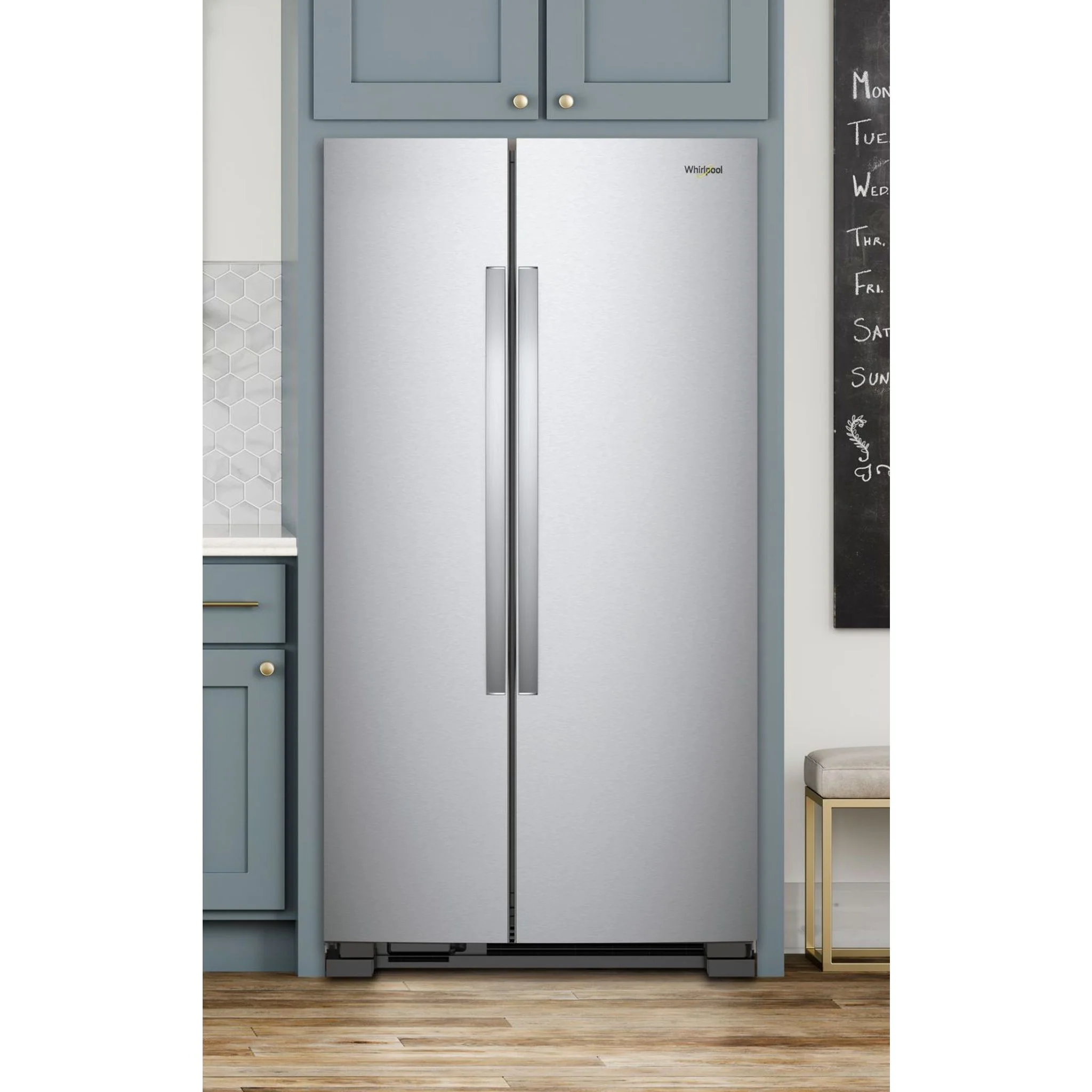 Whirlpool 33-inch Wide Side-by-Side Refrigerator - 22 cu. ft. -Monochromatic Stainless Steel (WRS312SNHM) - Image 5