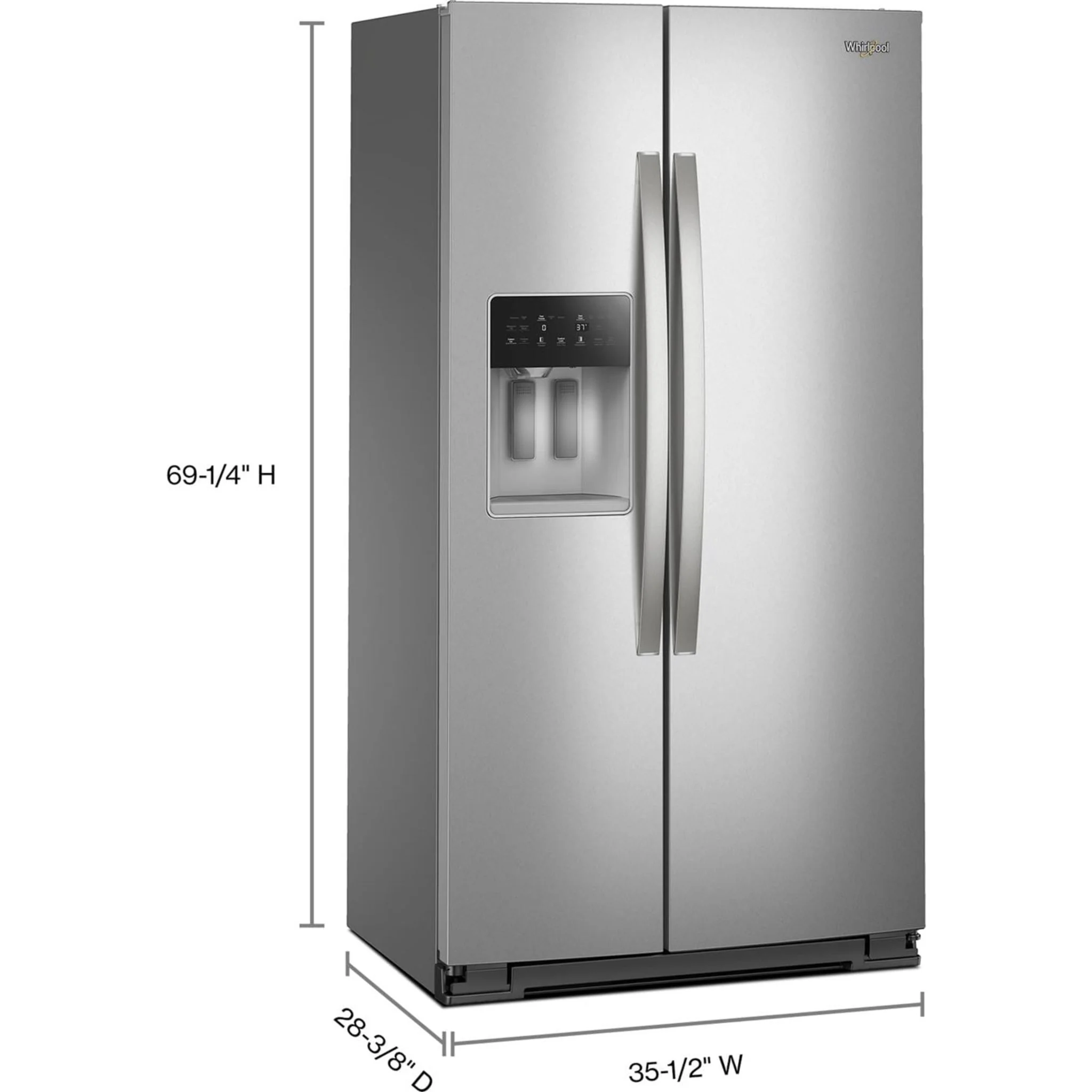 Whirlpool 36-inch Counter Depth Side-by-Side Refrigerator with Prep &amp; Store Bins -Fingerprint Resistant Stainless Steel (WRSC6536RZ) - Image 3