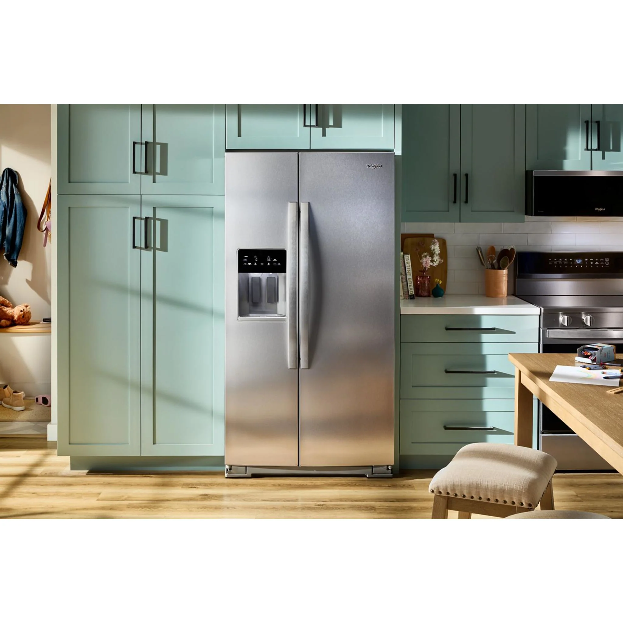 Whirlpool 36-inch Counter Depth Side-by-Side Refrigerator with Prep &amp; Store Bins -Fingerprint Resistant Stainless Steel (WRSC6536RZ) - Image 4