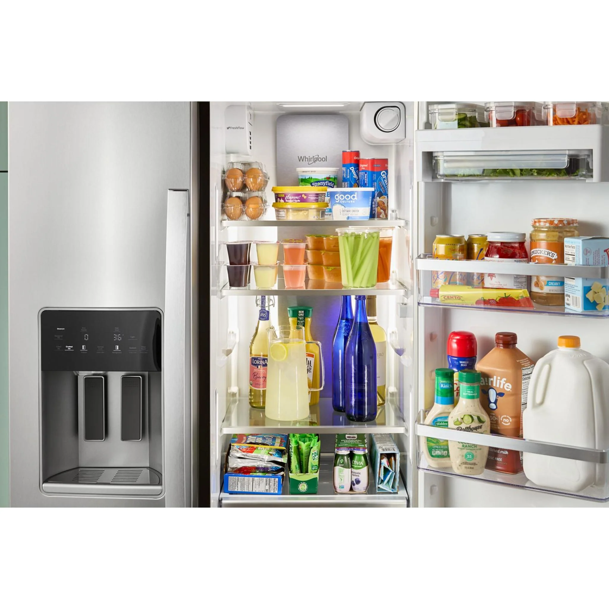 Whirlpool 36-inch Counter Depth Side-by-Side Refrigerator with Prep &amp; Store Bins -Fingerprint Resistant Stainless Steel (WRSC6536RZ) - Image 5