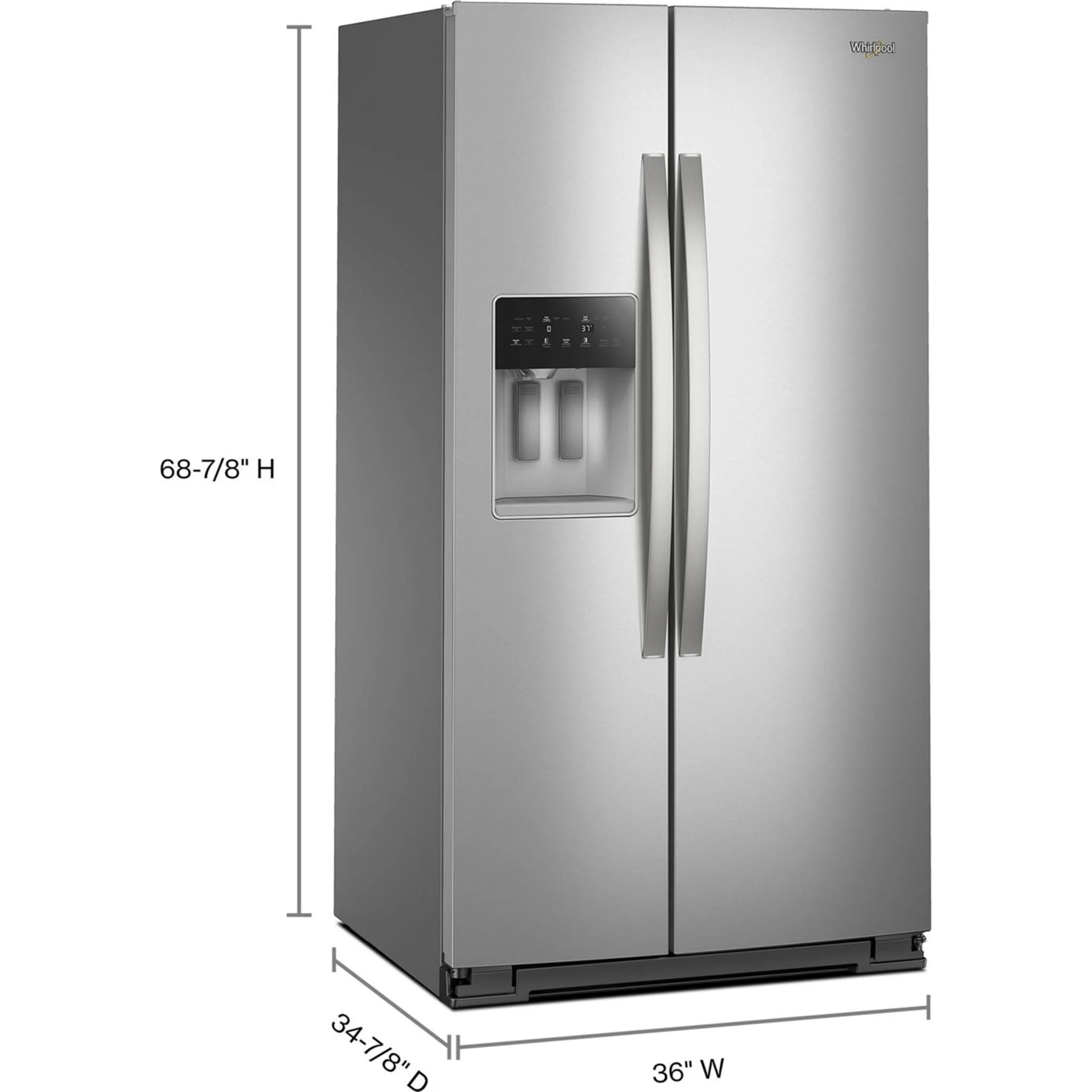 Whirlpool 36-inch Full Depth Side-by-Side Refrigerator with TruCoolSystem -Fingerprint Resistant Stainless Steel (WRSF5536RZ) - Image 2