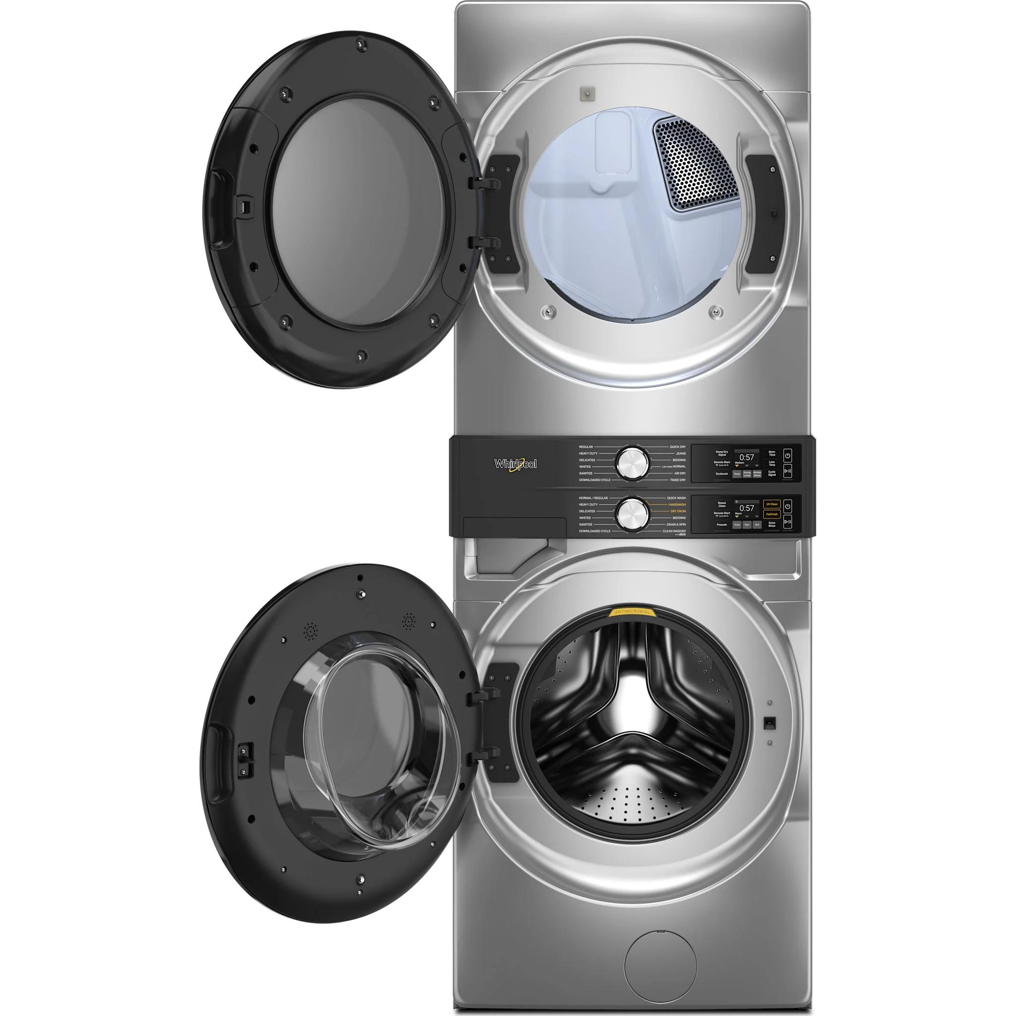 Whirlpool Smart ENERGY STAR Front Load Laundry Tower, 5.2 cu. ft. Washer & 7.4 cu. ft. Electric Dryer - Radiant Silver (YWEF5727TR) - Image 5