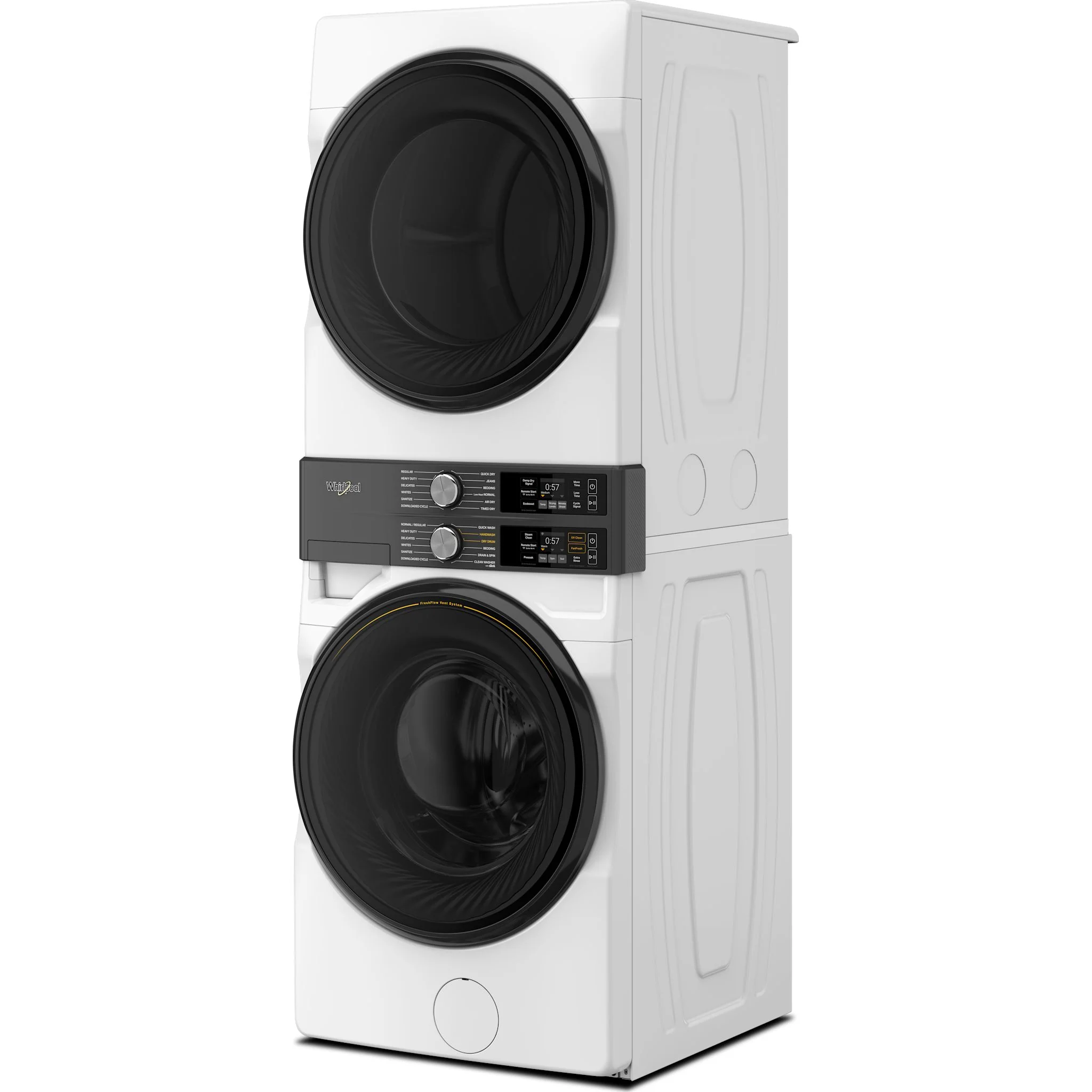Whirlpool Smart ENERGY STAR Front Load Laundry Tower, FreshFlow Vent & UV Clean, 5.2 cu. ft. Washer & 7.4 cu. ft. Electric Dryer - White (YWEF5727TW) - Image 2