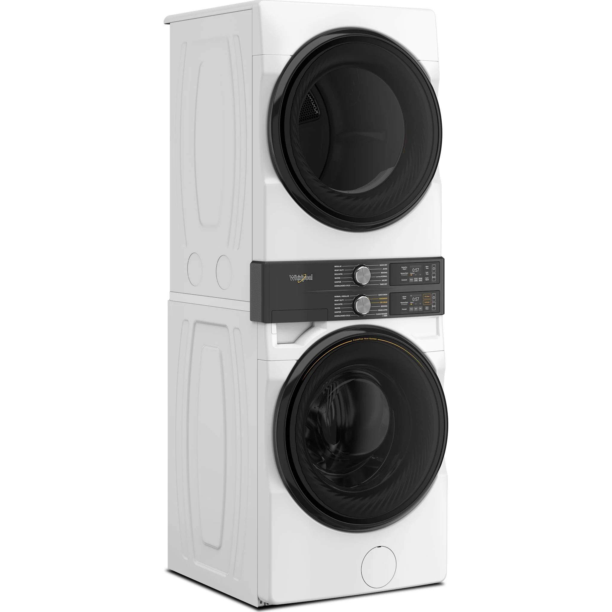 Whirlpool Smart ENERGY STAR Front Load Laundry Tower, FreshFlow Vent & UV Clean, 5.2 cu. ft. Washer & 7.4 cu. ft. Gas Dryer - White (WGF5727TW) - Image 2