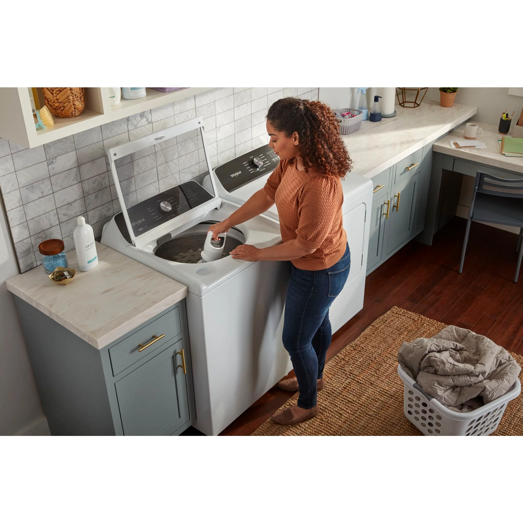 Whirlpool 5.5 Cu. Ft. Capacity Top Load Laundry Pair with Removable Agitator - White (WTW5057LW & YWED5050LW) - Image 7