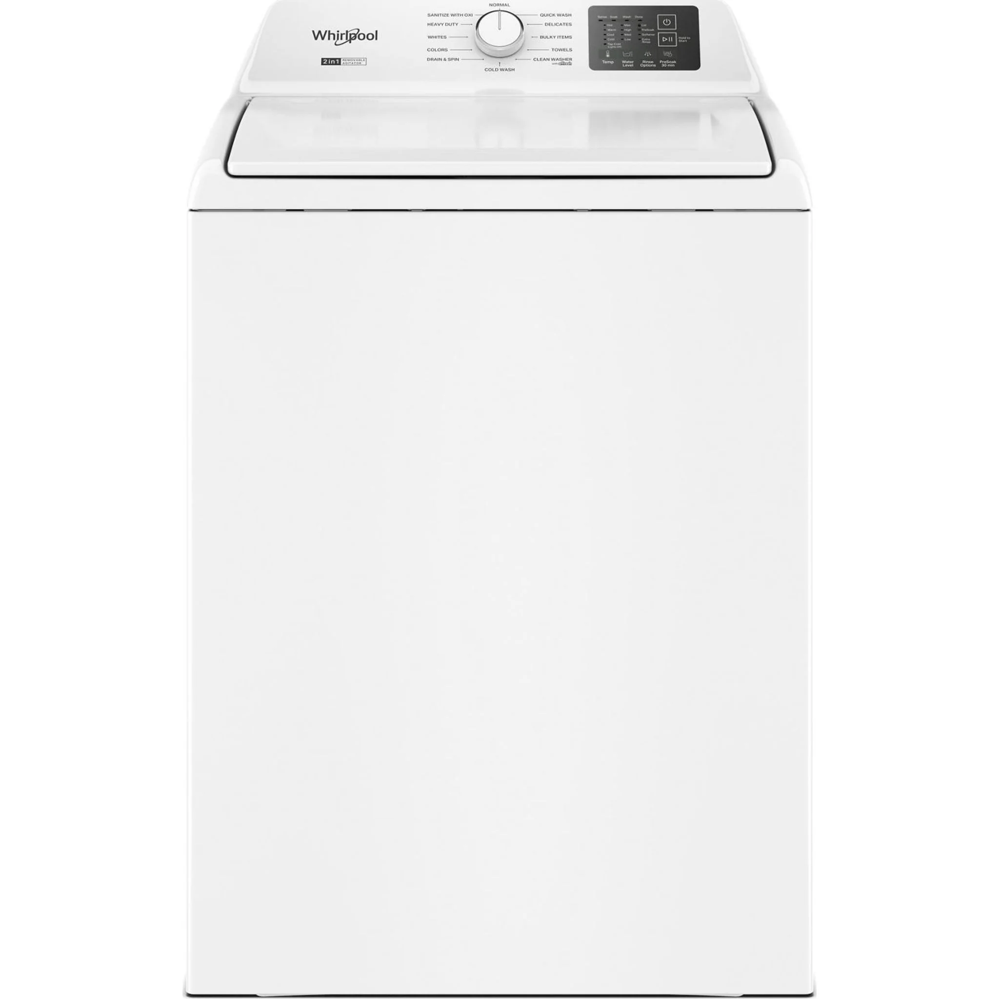 Whirlpool 4.8 - 4.9 Cu. Ft. Top Load Washer with 2-in-1 Removable Agitator. -White (WTW4107SW)