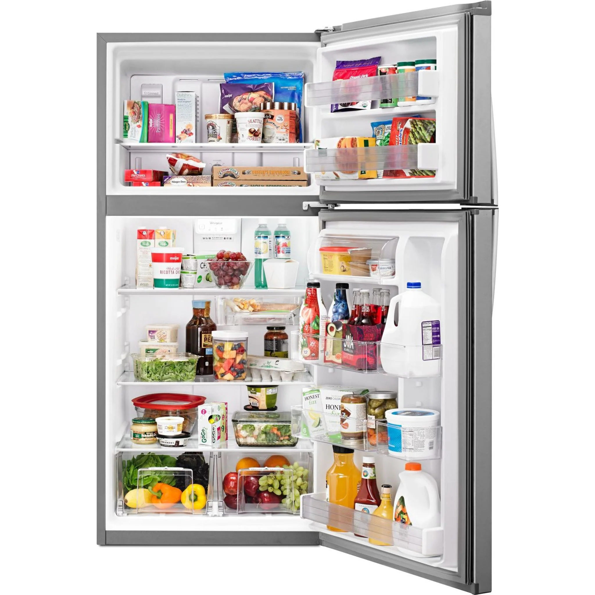 Whirlpool  30" Wide Top-Freezer Refrigerator - EZ Connect Icemaker Kit Compatible- 19.2 cu.ft. - Monochromatic Stainless Steel (WRT519SZDM) - Image 4