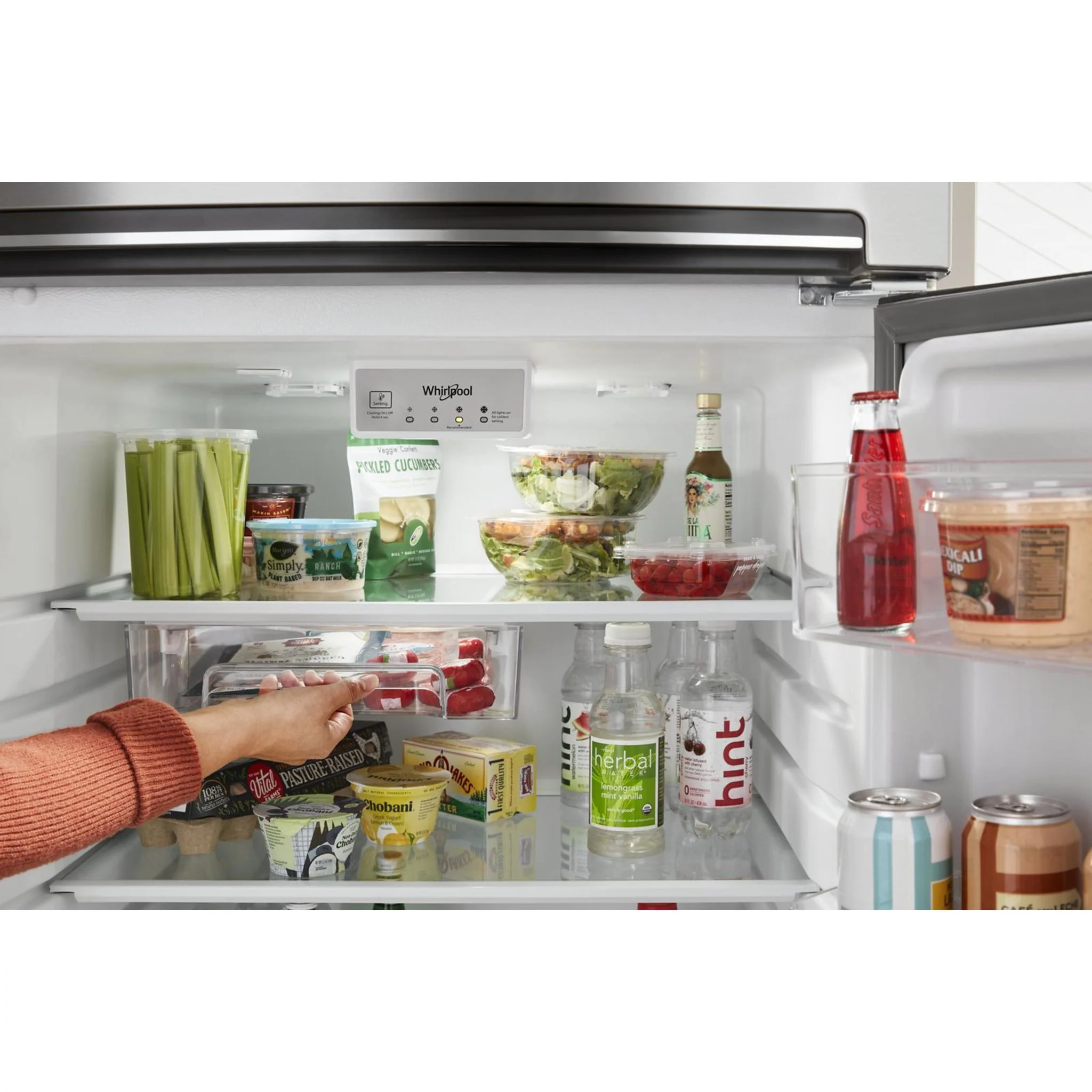 Whirlpool 28-inch Wide Top-Freezer Refrigerator - 16.6 Cu. Ft. -Stainless Steel Finish (WRTX5328PM) - Image 4