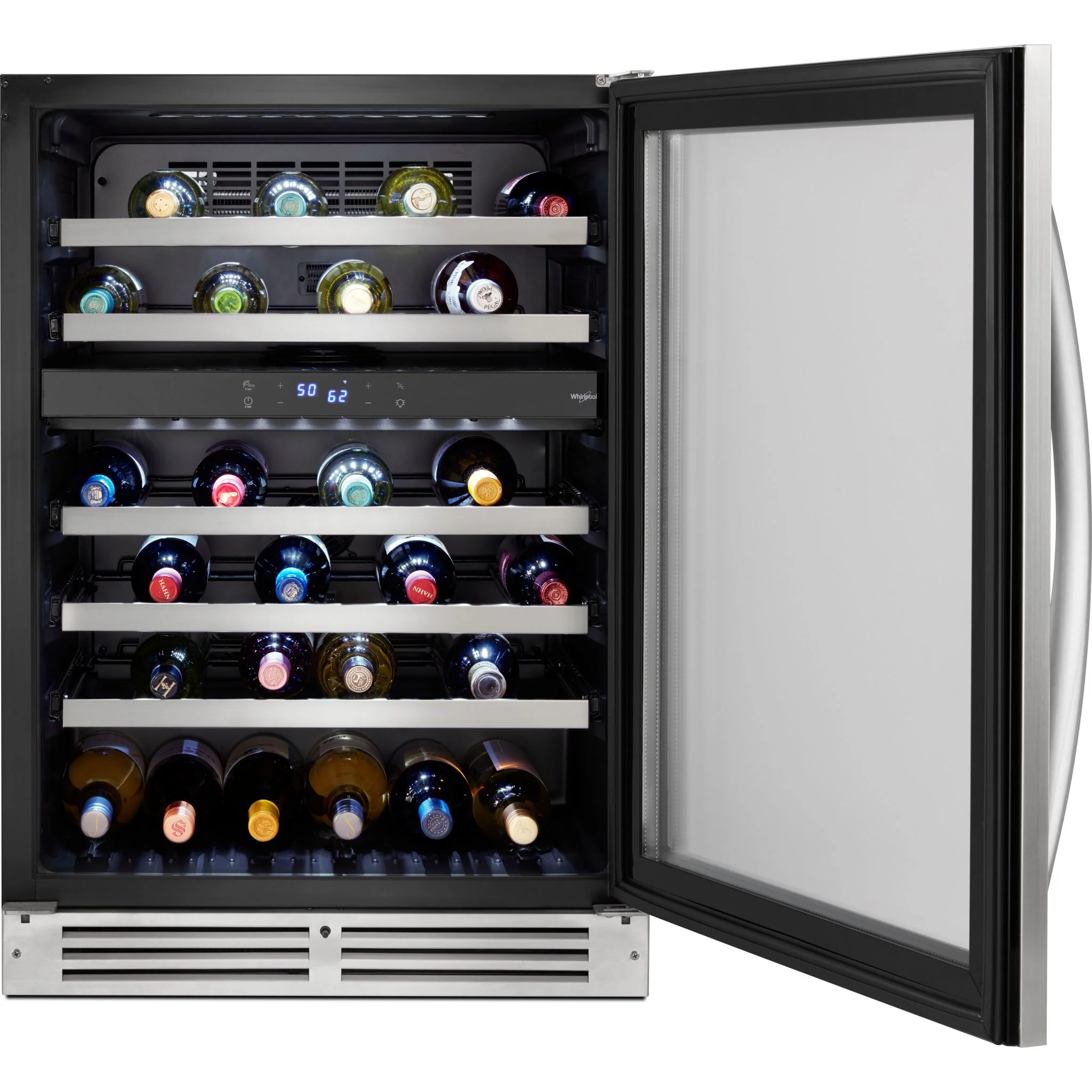 Whirlpool 24-Inch Wide Undercounter Wine Center-46 Bottles -Stainless Steel (WUW55X24HS) - Image 4