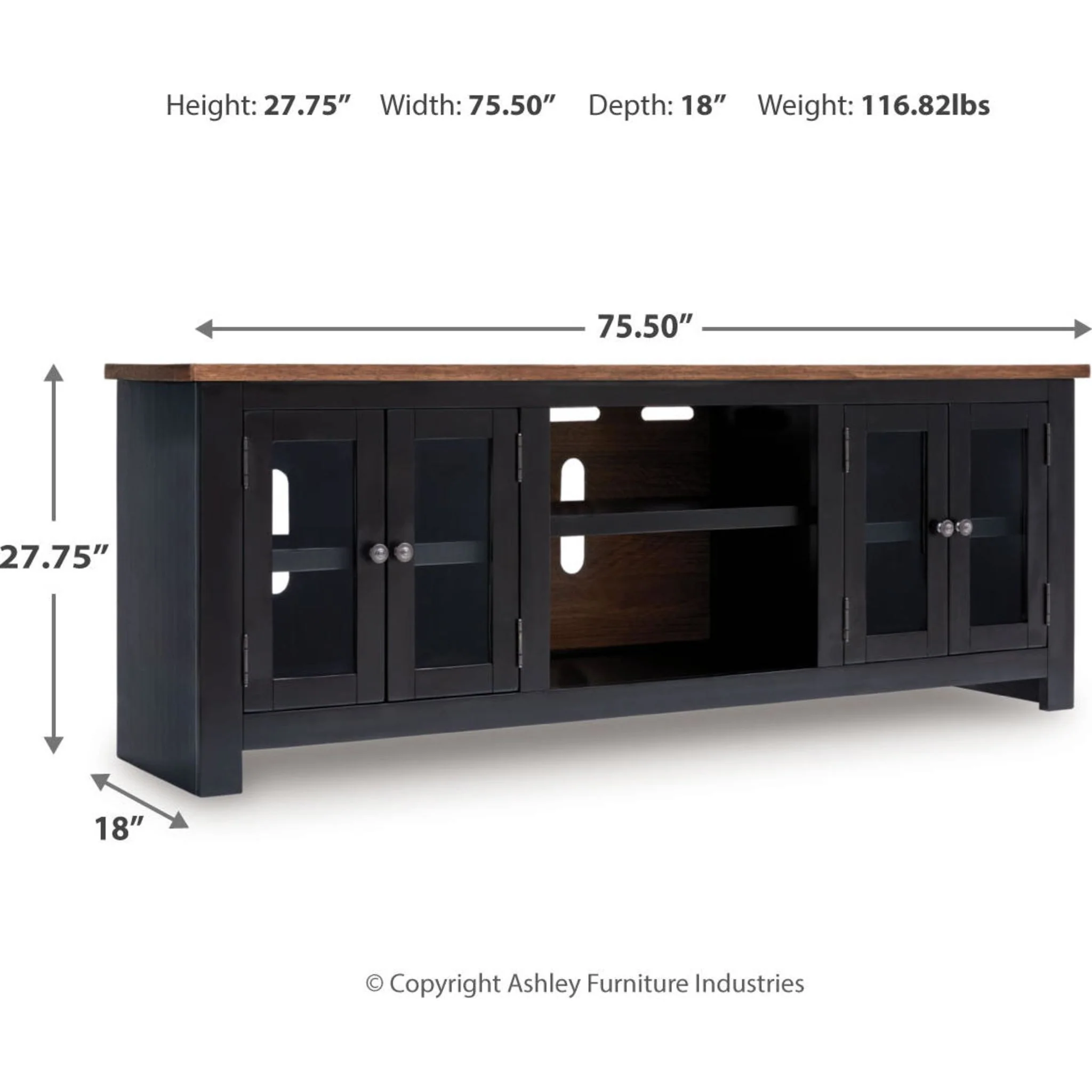 Wildenauer TV Stand - Brown/Black - Image 3