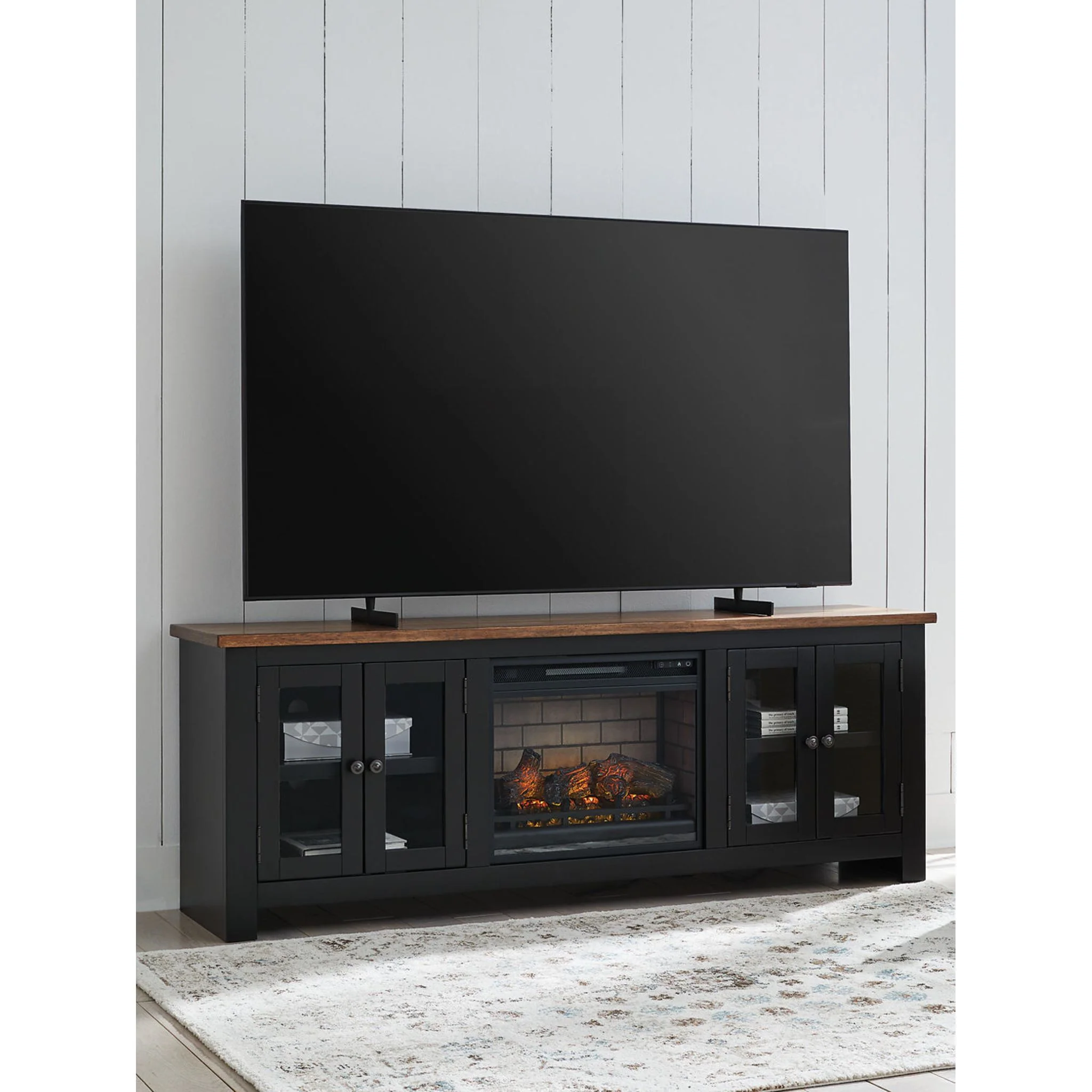 Wildenauer TV Stand with Fireplace - Brown/Black - Image 4