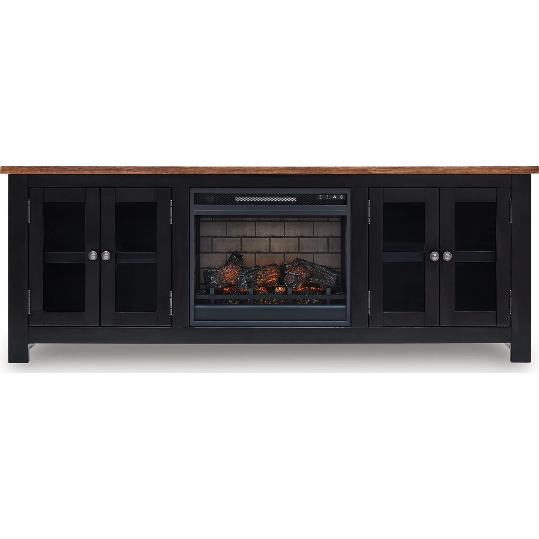 Wildenauer TV Stand with Fireplace - Brown/Black - Image 5
