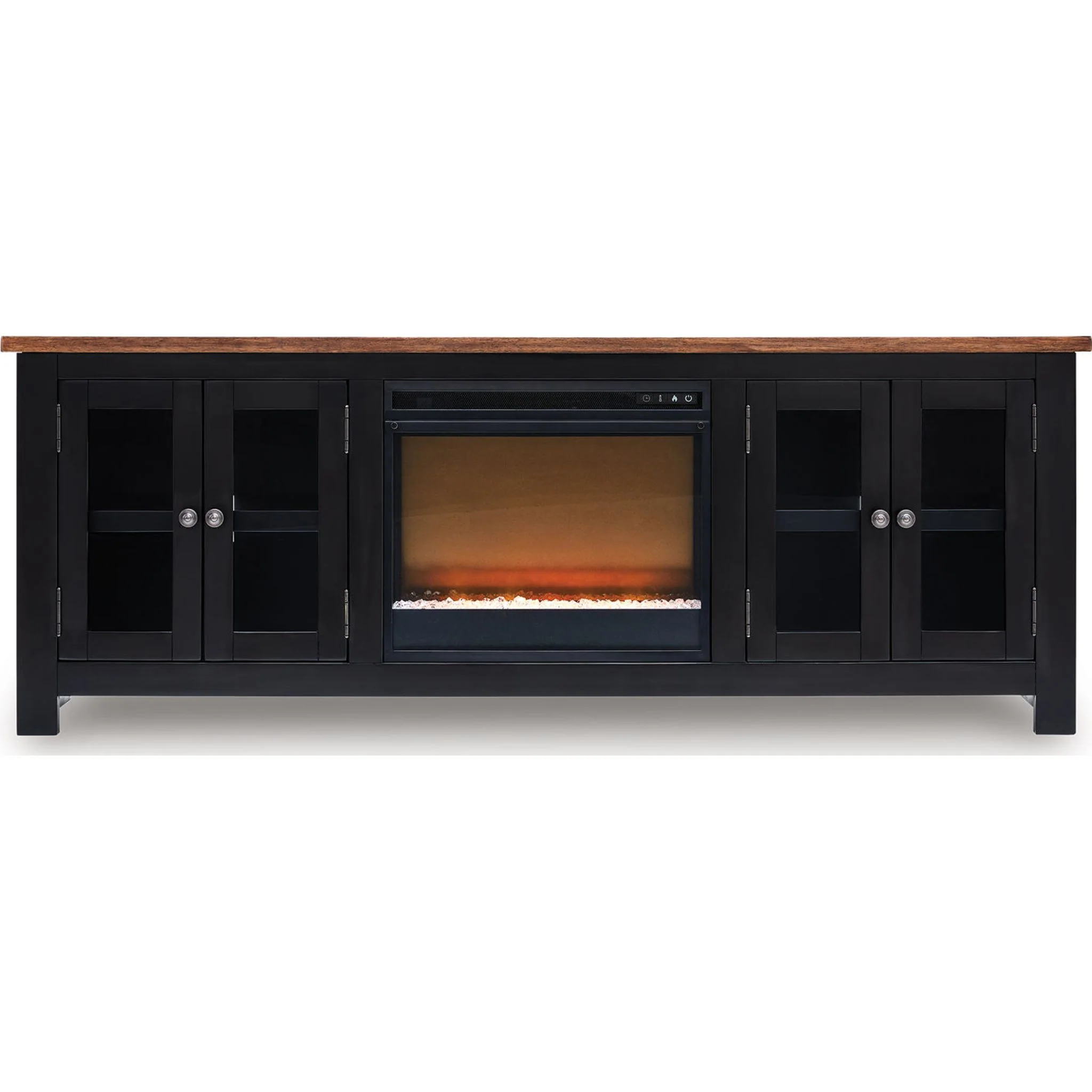 Wildenauer TV Stand with Fireplace - Brown/Black - Image 5