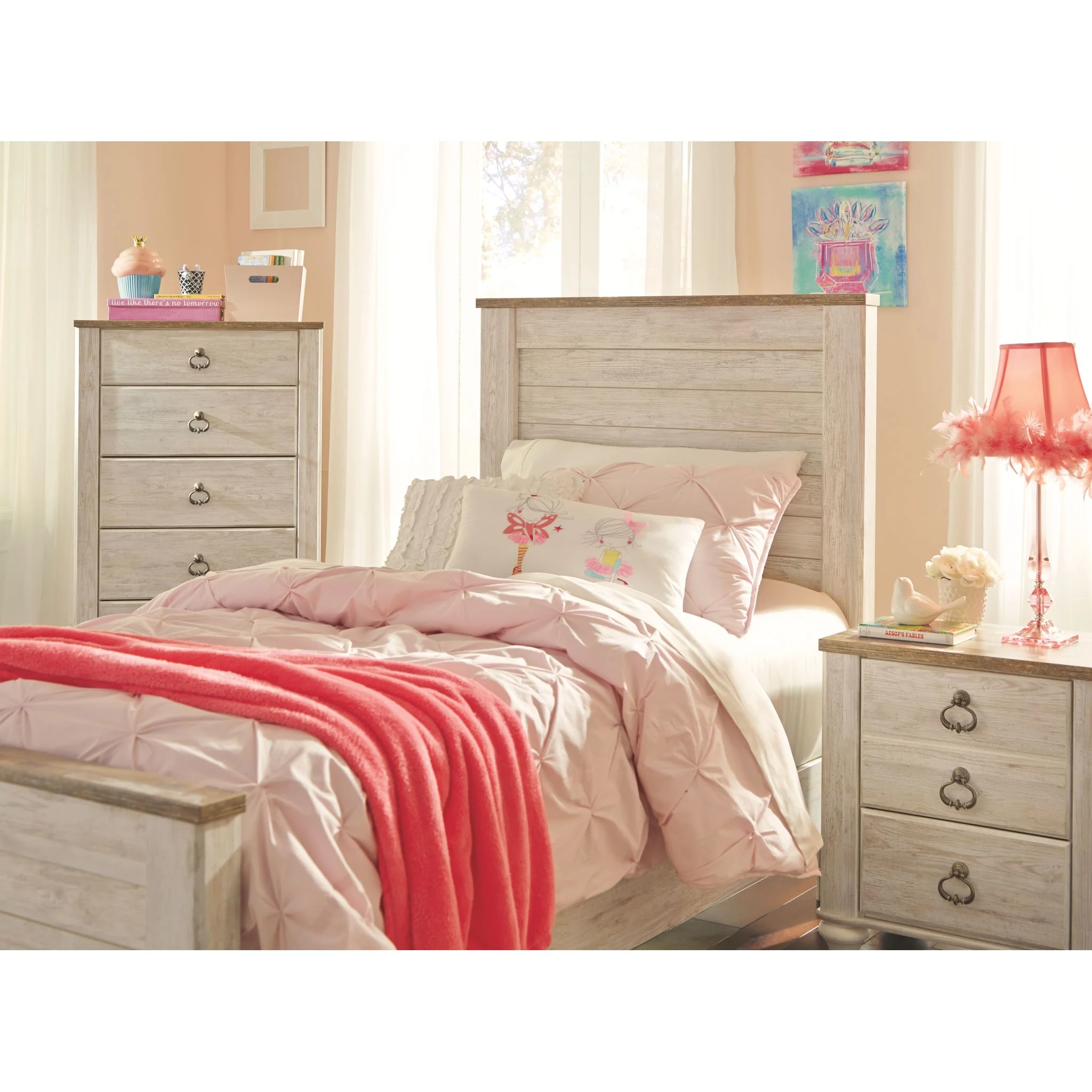 Willowton Panel Bed - Whitewash - Image 10
