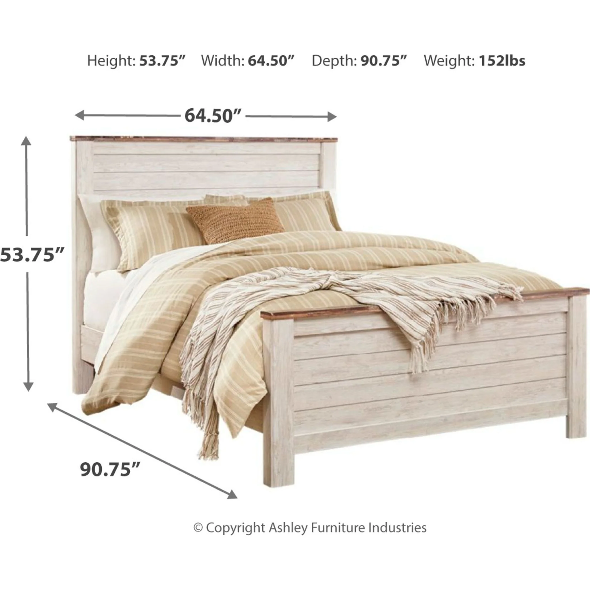 Willowton Panel Bed - Whitewash - Image 4