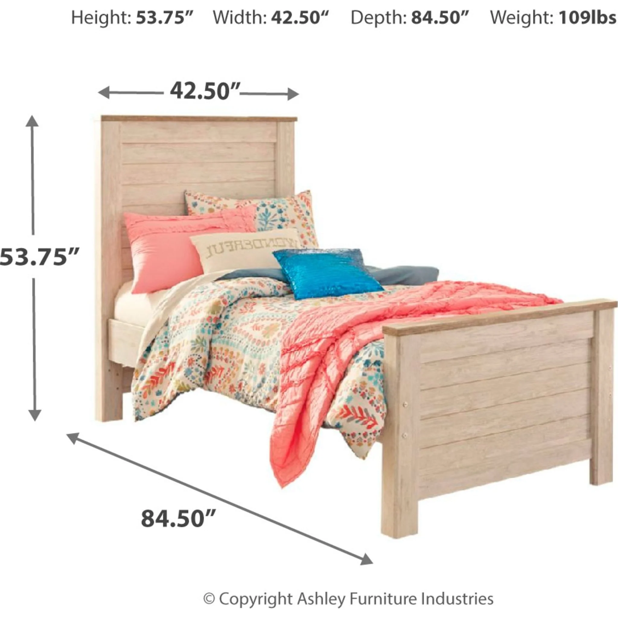 Willowton Panel Bed - Whitewash - Image 8