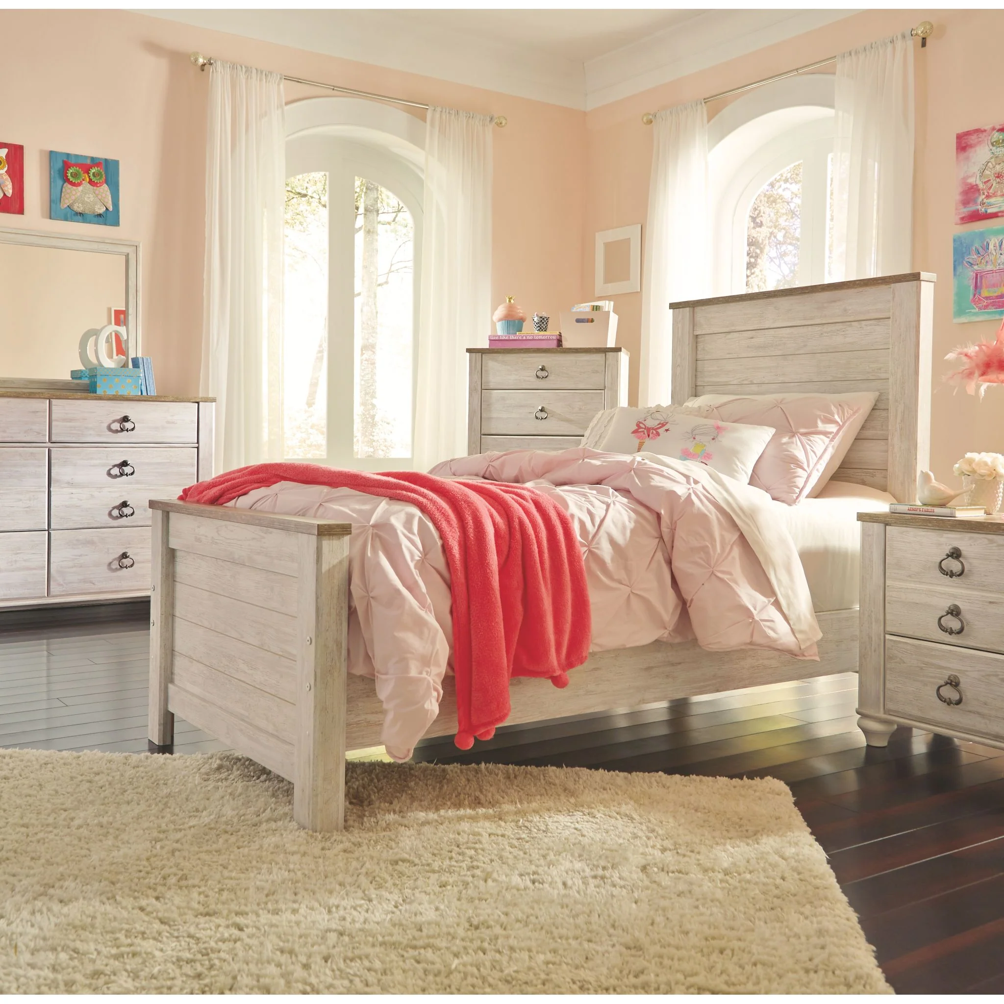 Willowton Panel Bed - Whitewash - Image 5