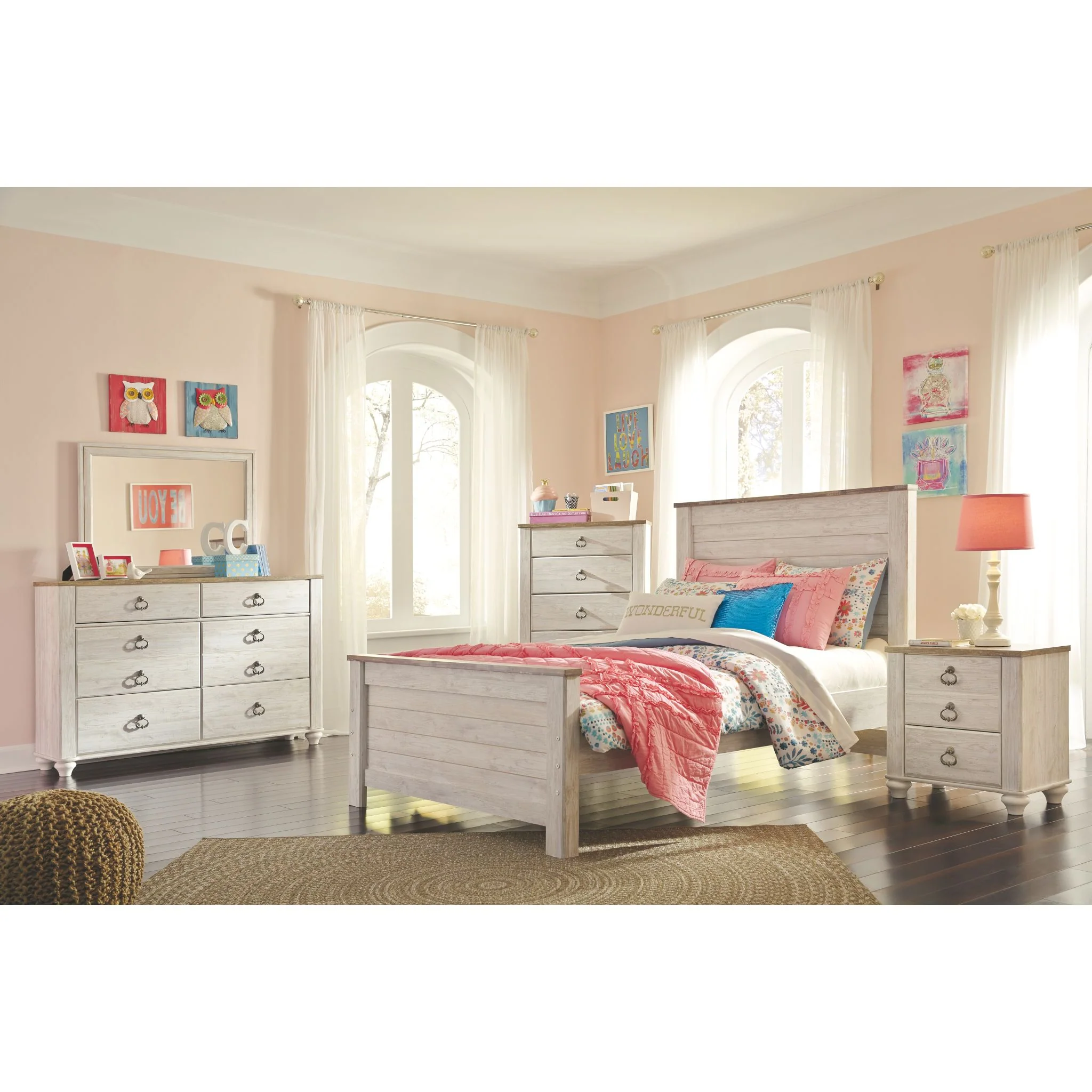 Willowton Panel Bed - Whitewash - Image 6