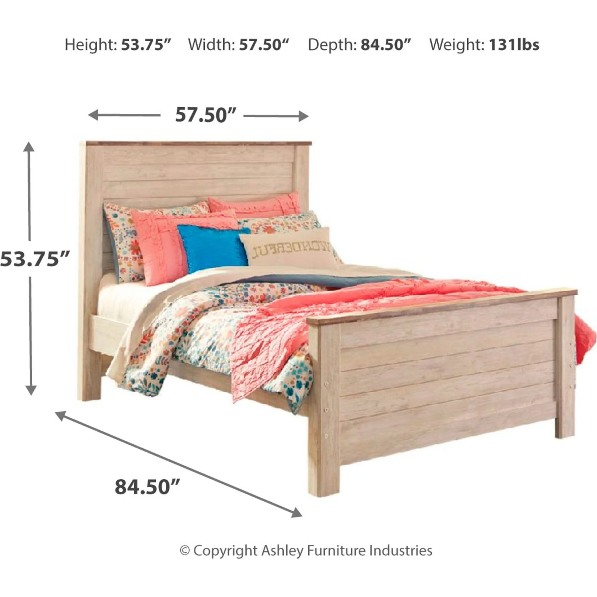 Willowton Panel Bed - Whitewash - Image 8