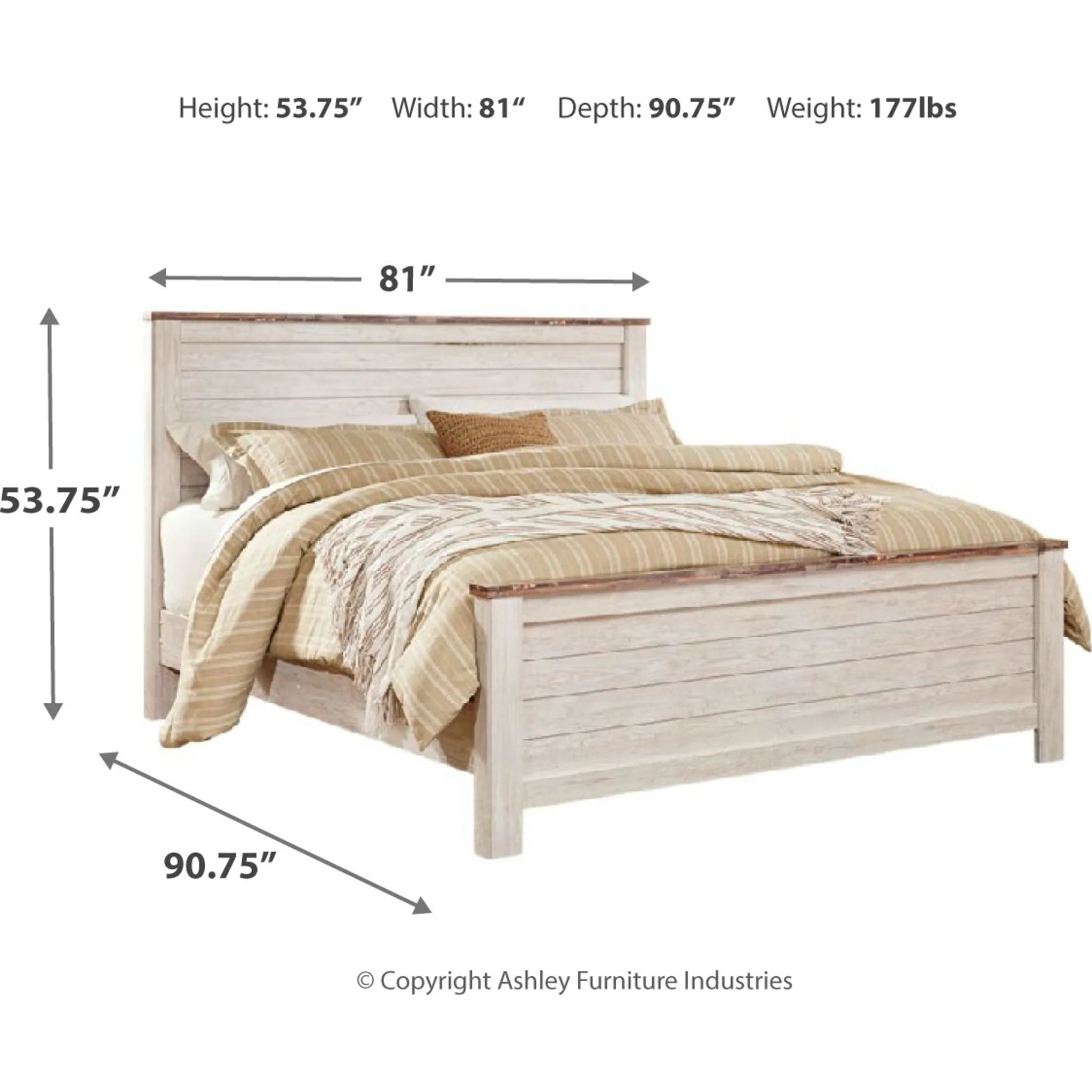 Willowton Panel Bed - Whitewash - Image 5