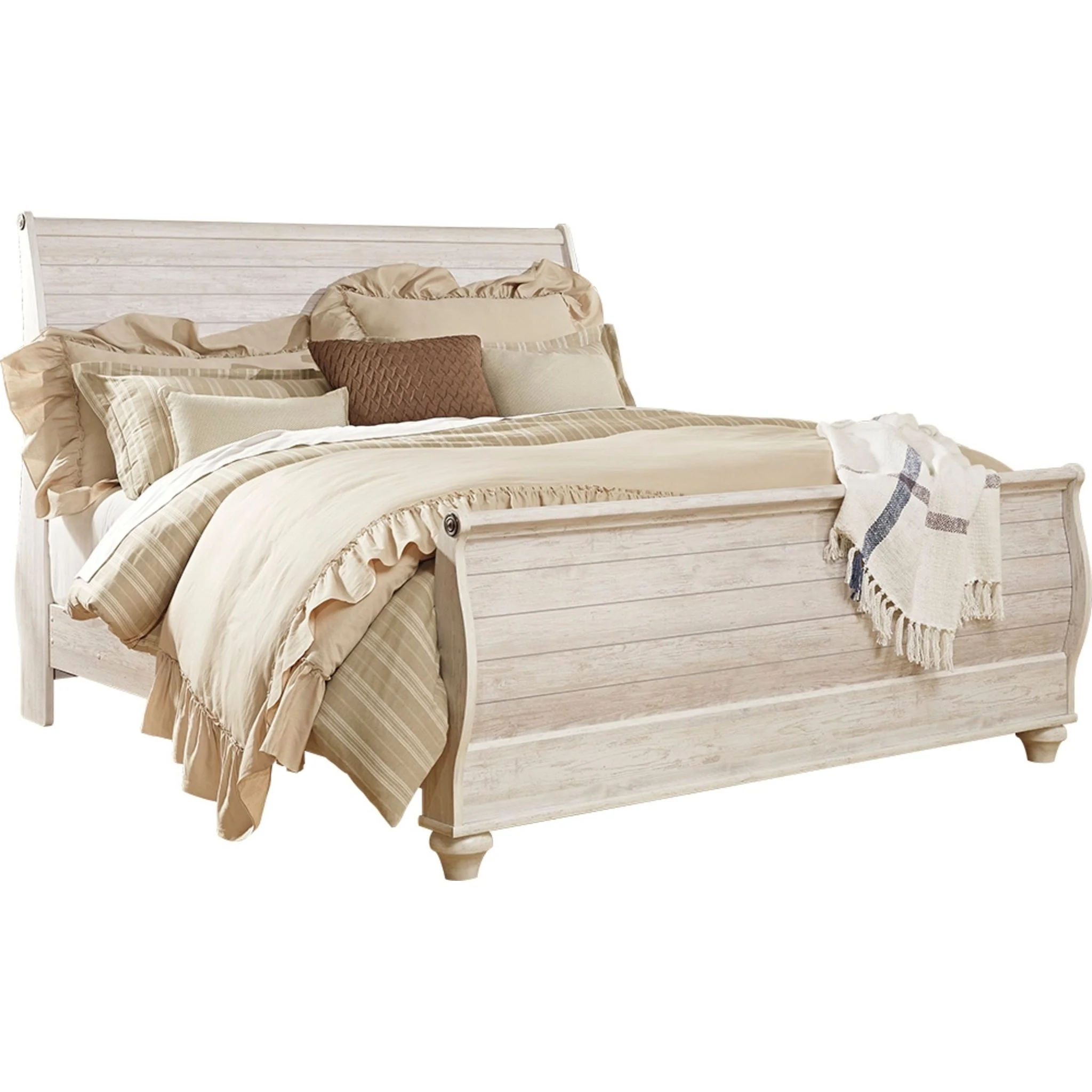 Willowton Sleigh Bed - Whitewash - Image 6