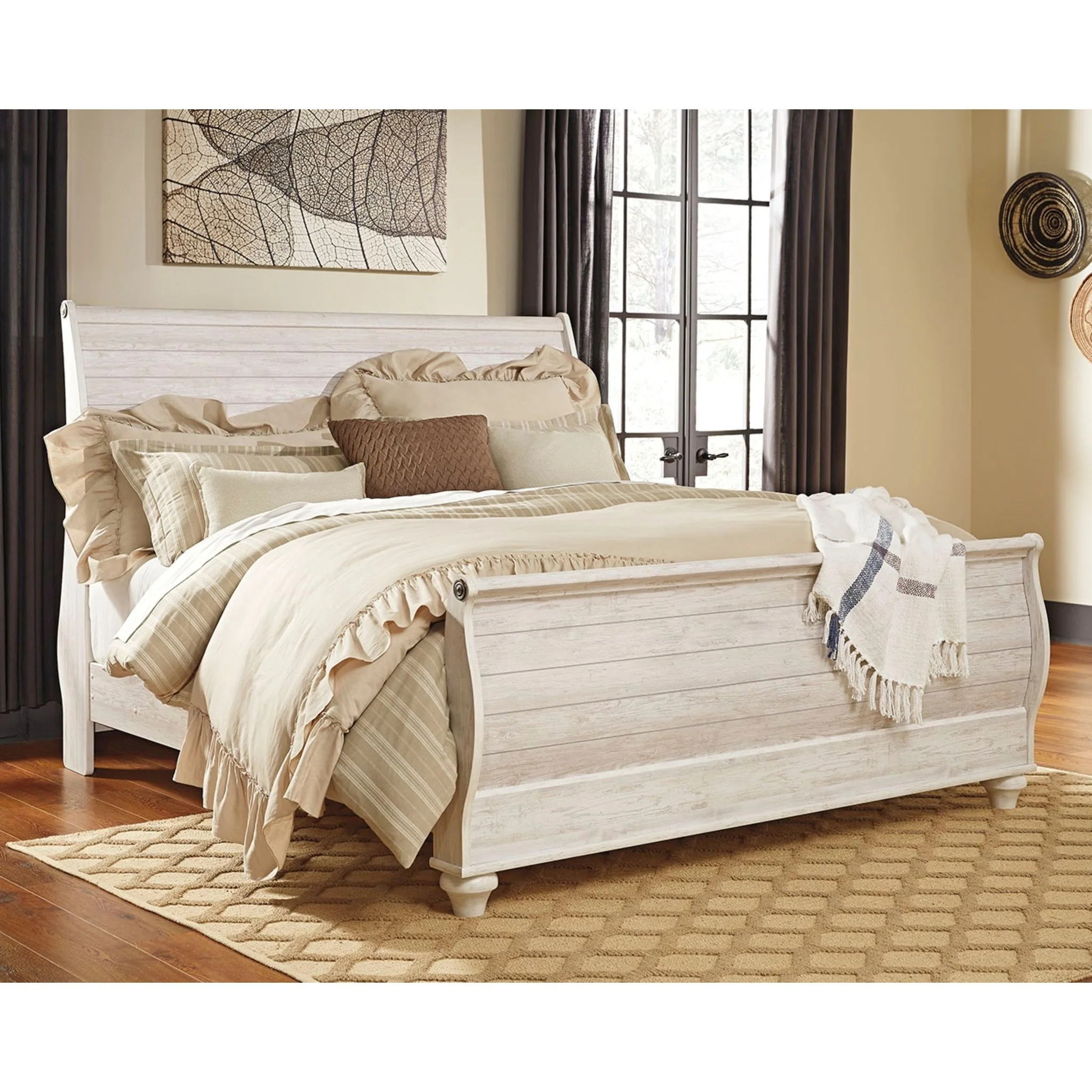 Willowton Sleigh Bed - Whitewash - Image 7
