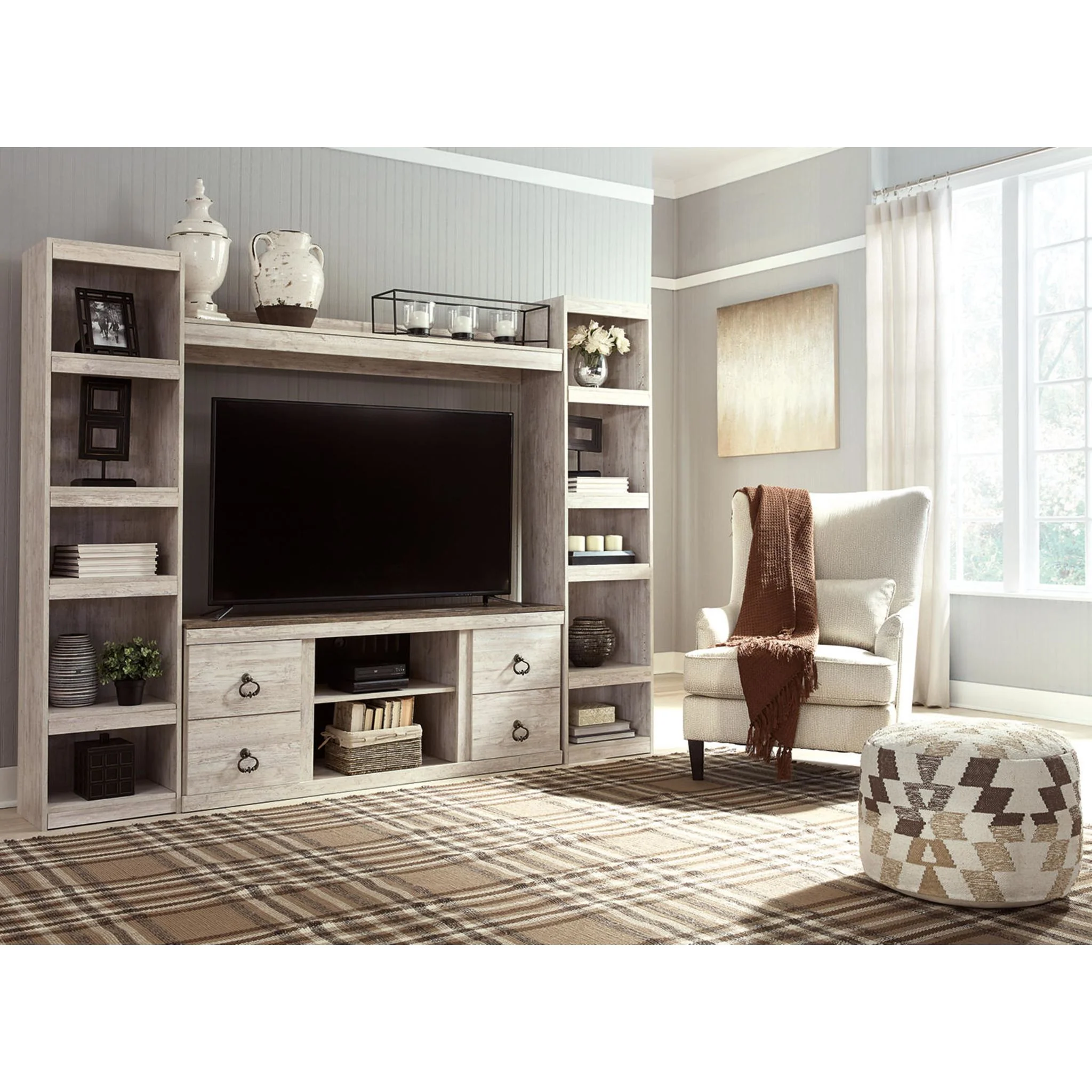 Willowton 4 Piece Entertainment Unit - Whitewash - Image 2