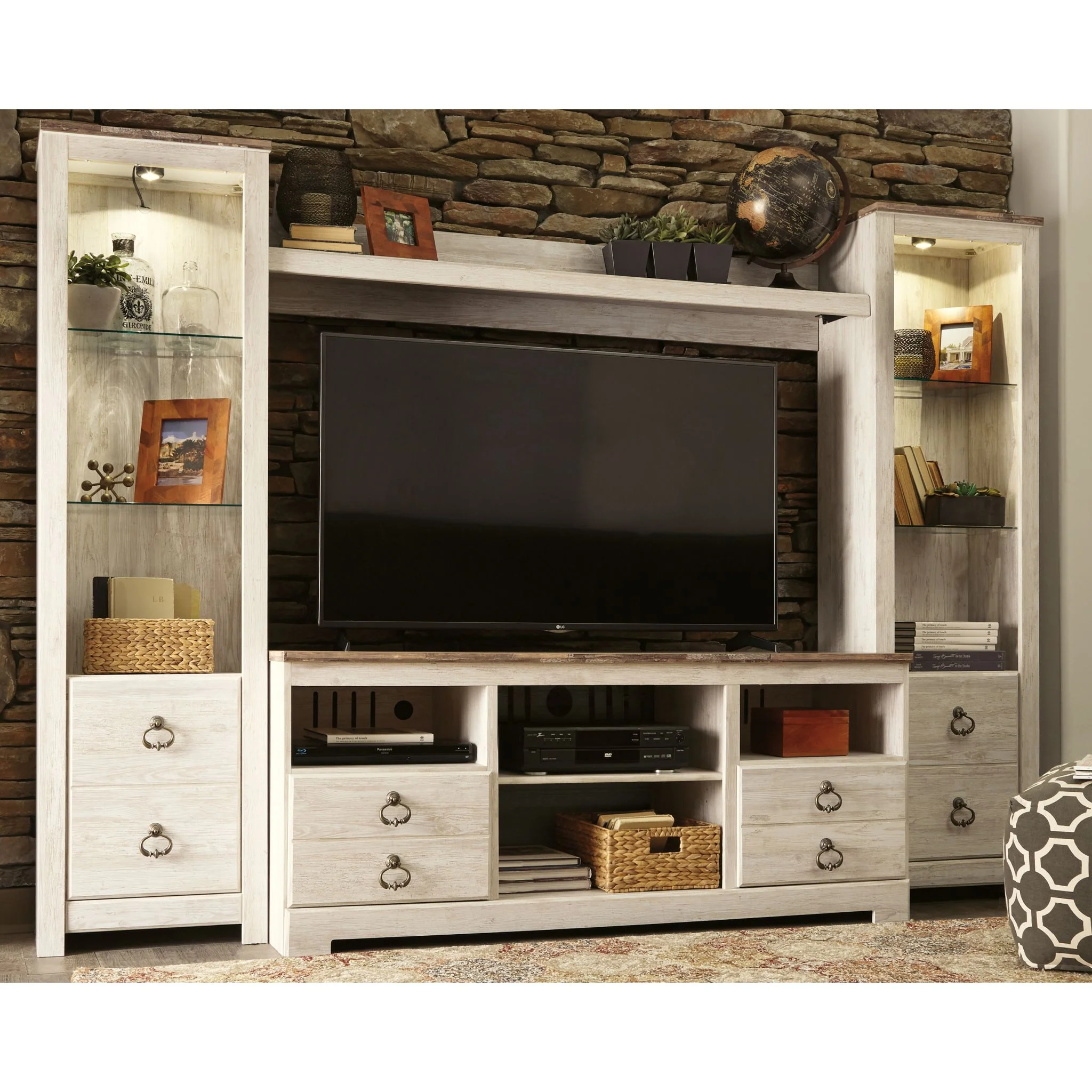 Willowton 4 Piece Entertainment Unit - Whitewash - Image 2