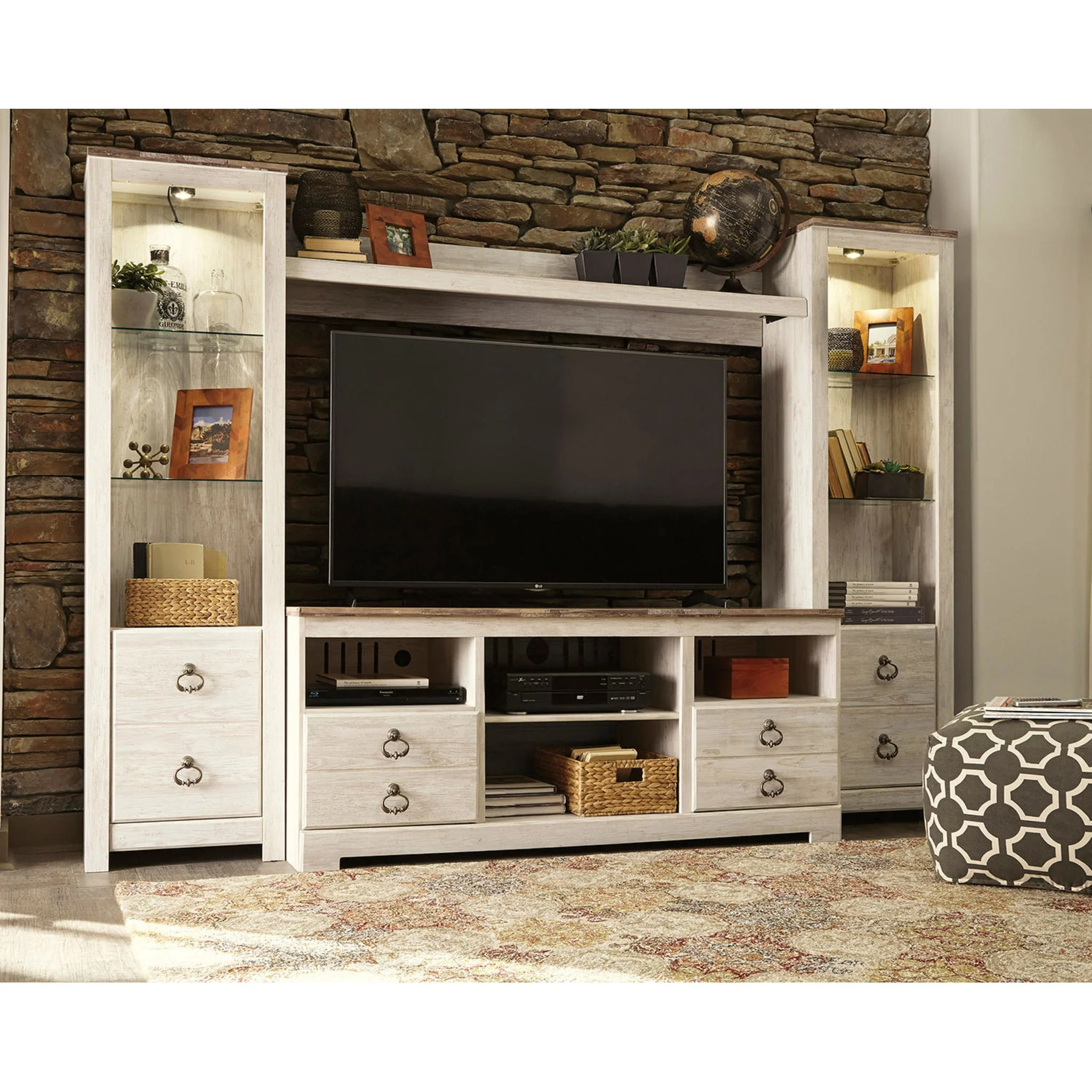 Willowton 4 Piece Entertainment Unit - Whitewash - Image 8