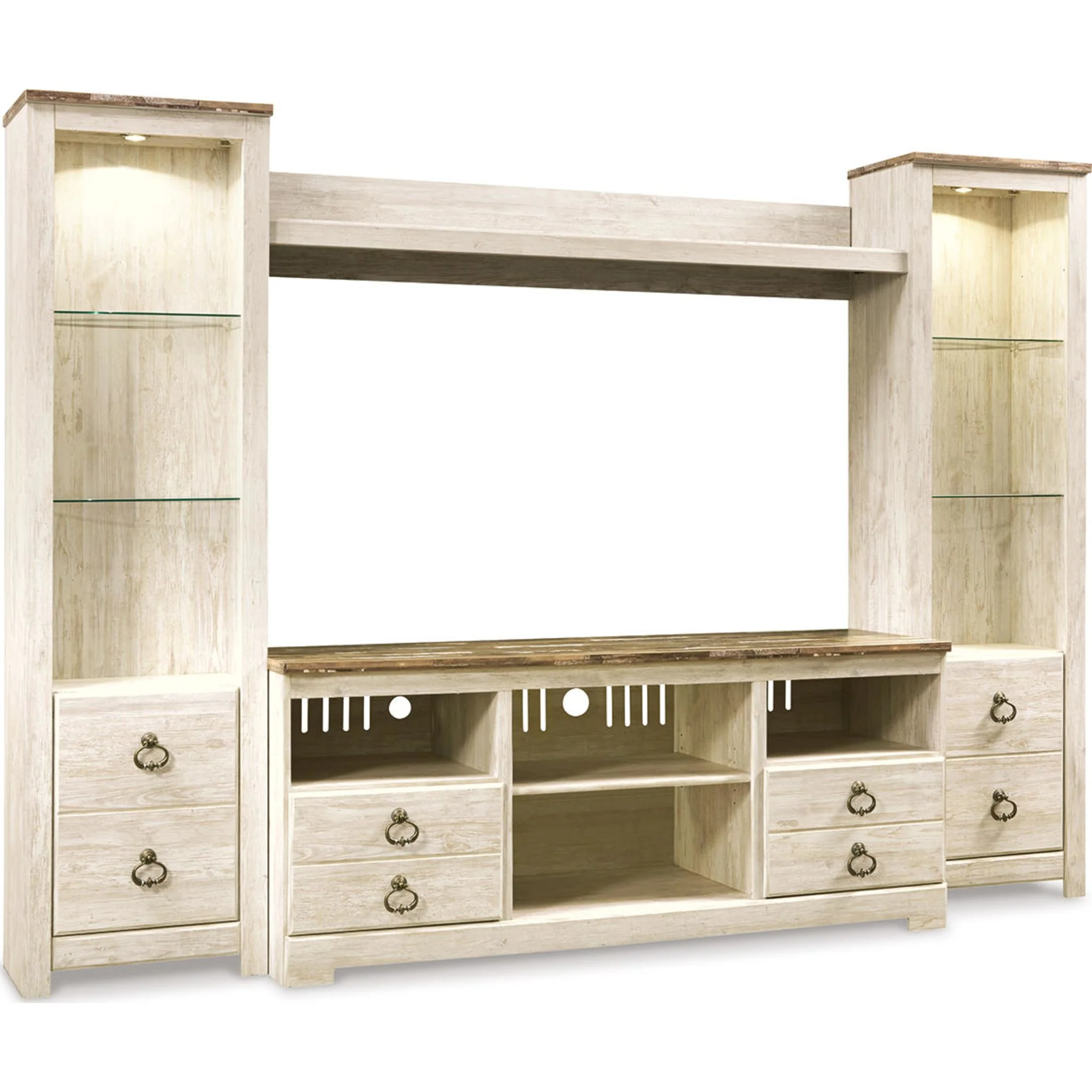 Willowton 4 Piece Entertainment Unit - Whitewash - Image 9