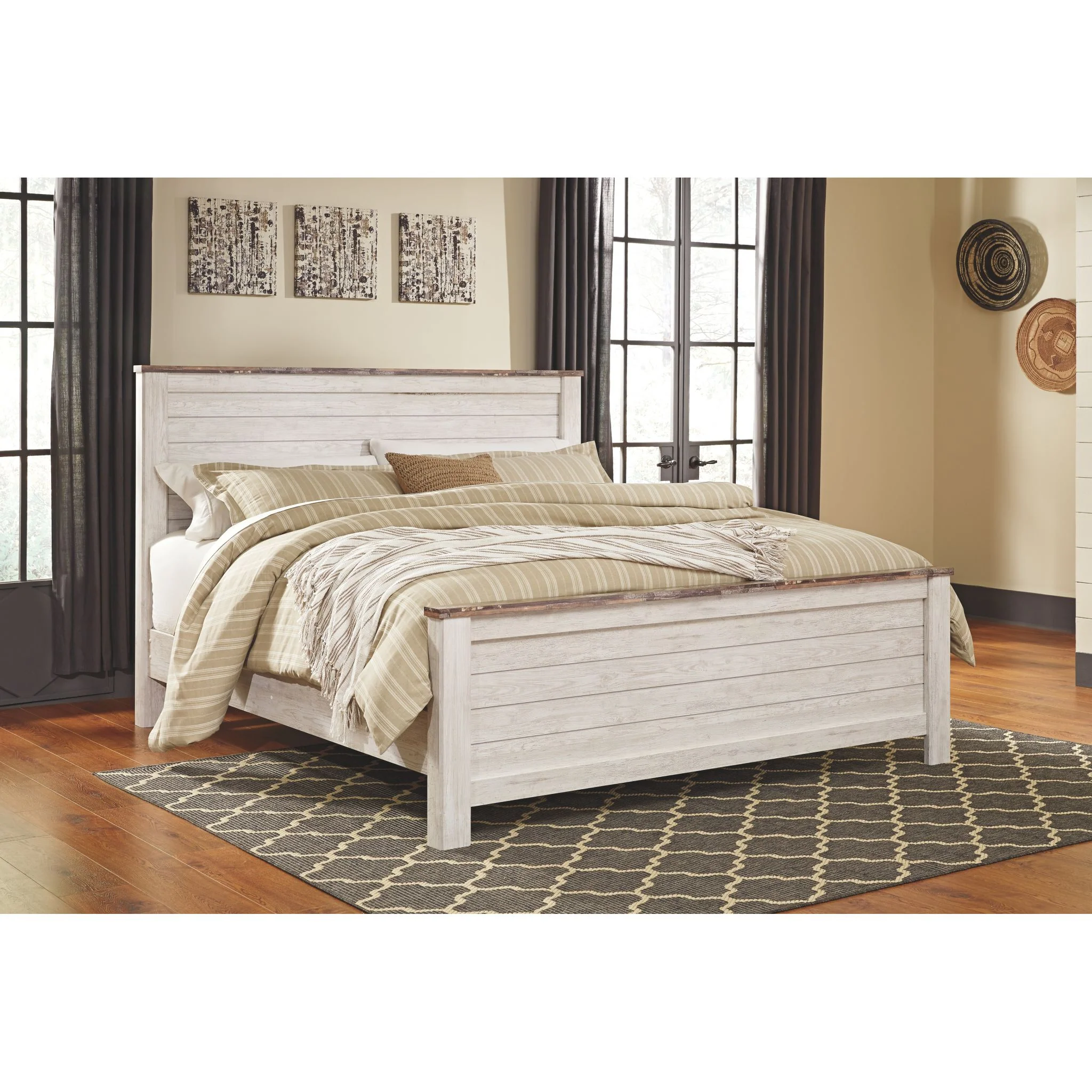 Willowton 5 Piece King Panel Bedroom - Whitewash - Image 3