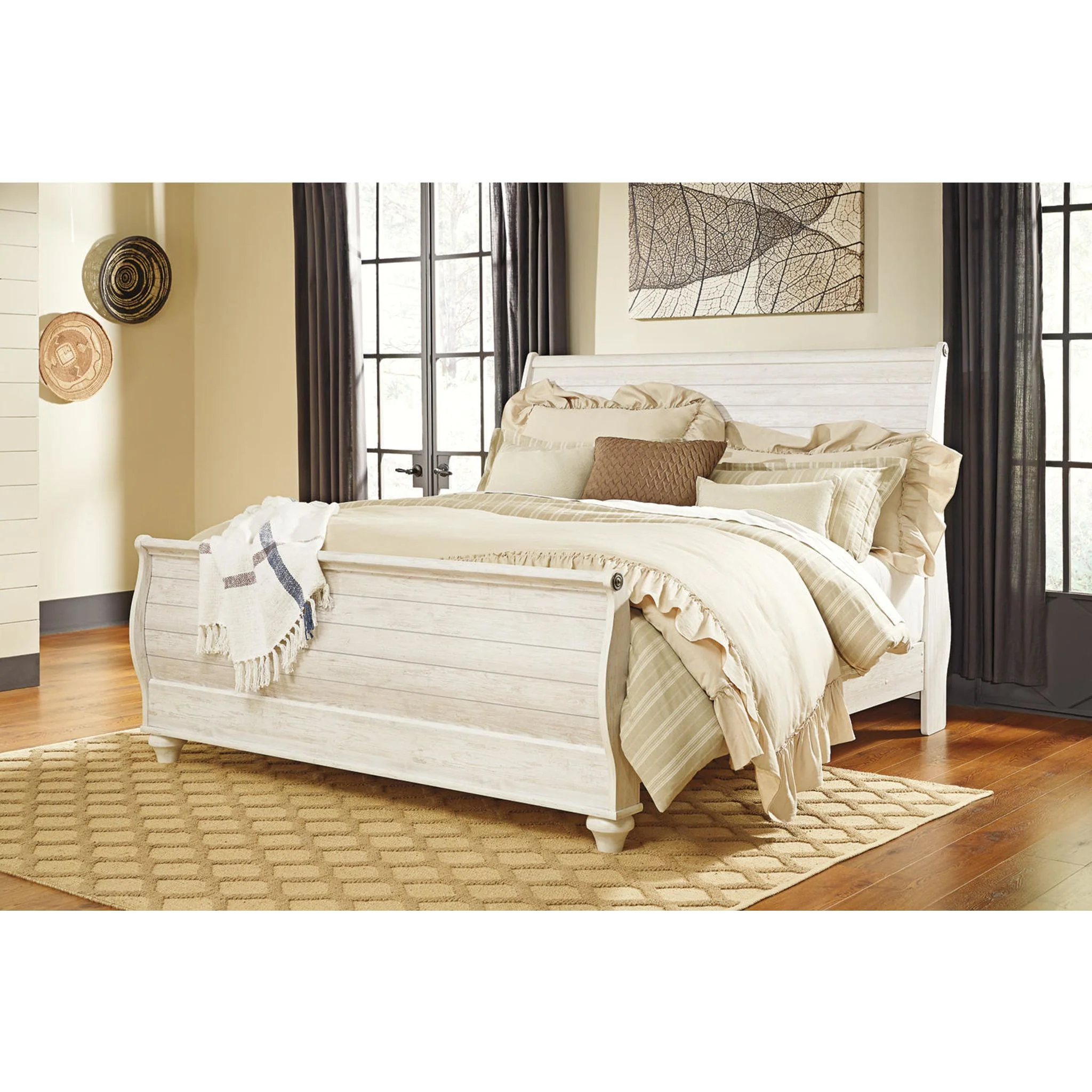 Willowton 5 Piece King Sleigh Bedroom - Whitewash - Image 16