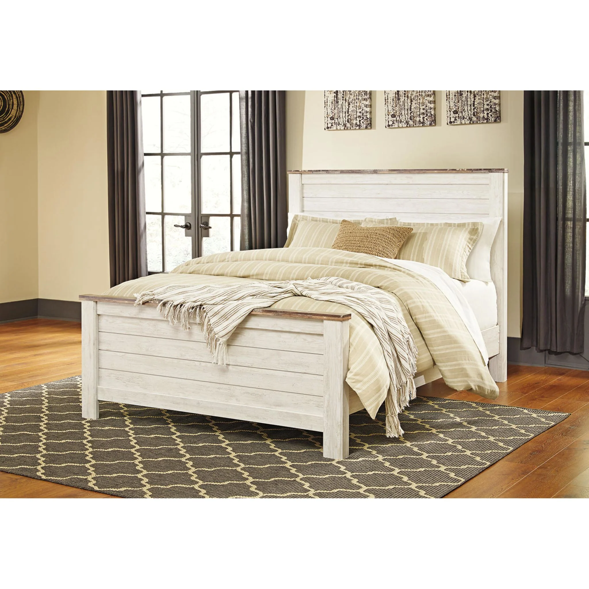 Willowton 5 Piece Queen Panel Bedroom - Whitewash - Image 13