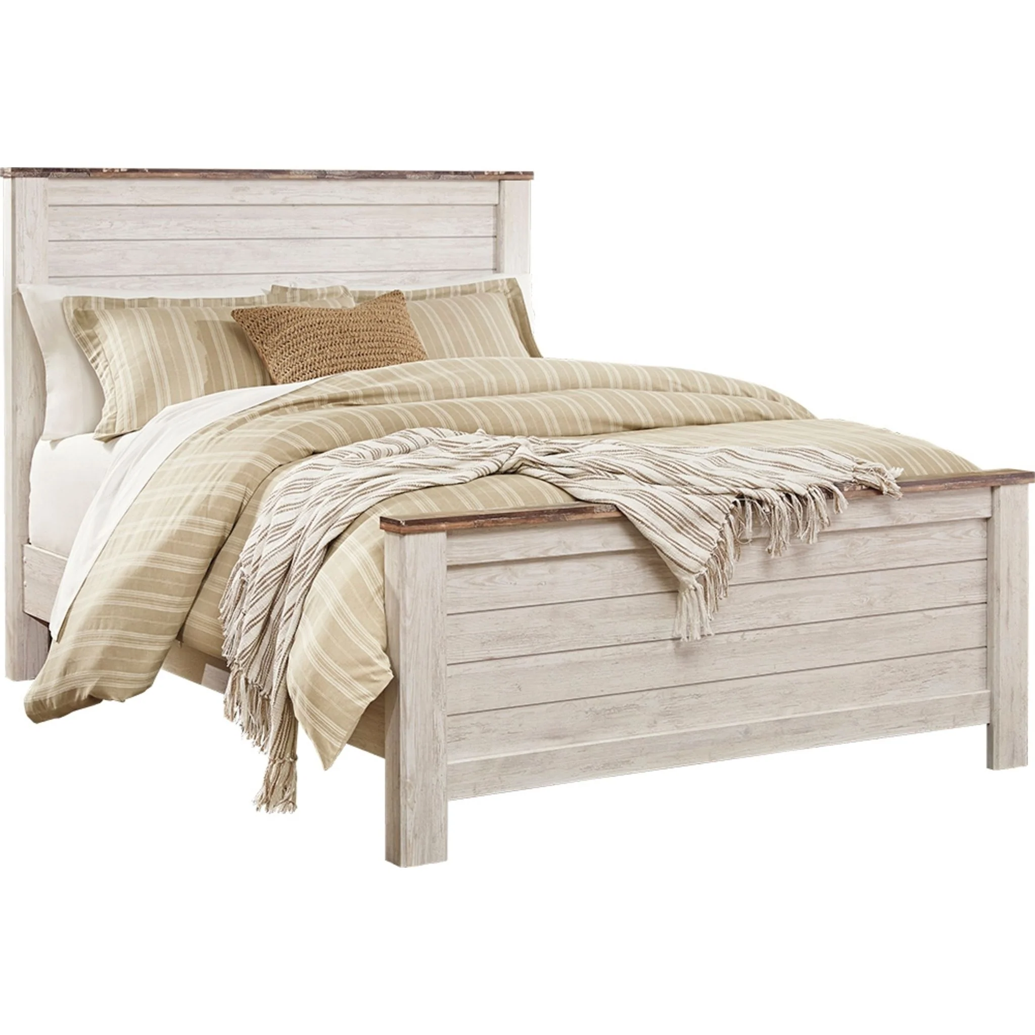 Willowton 5 Piece Queen Panel Bedroom - Whitewash - Image 5