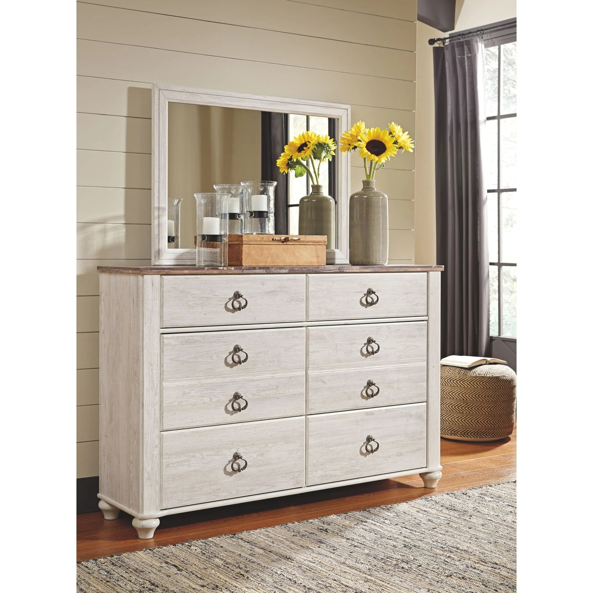 Willowton 5 Piece Queen Sleigh Bedroom - Whitewash - Image 2
